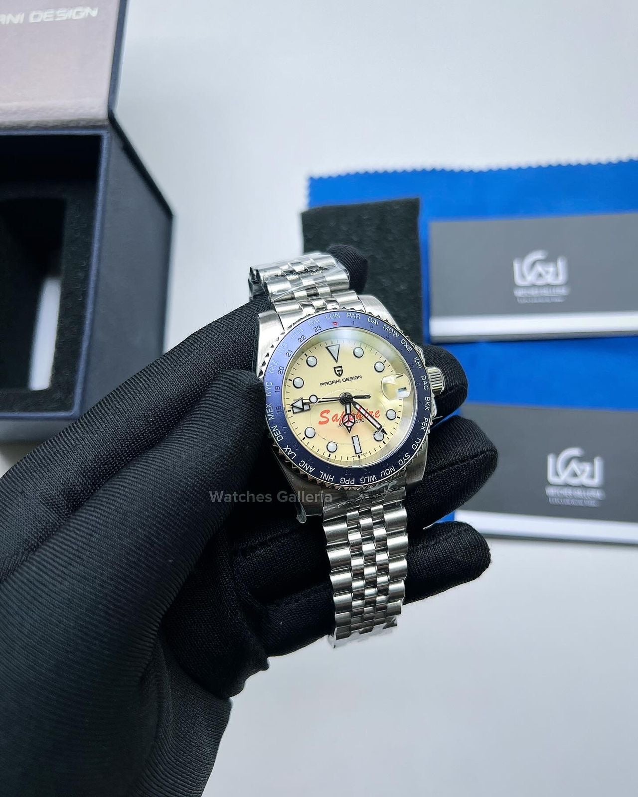 Pagani Design World Time GMT Master Automatic (Blue & Yellow) PD1758 Watches Galleria