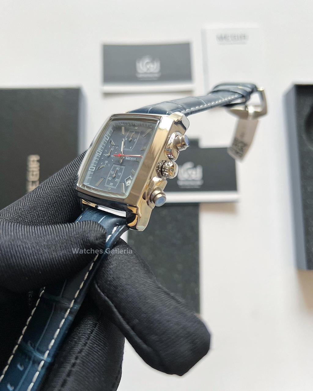 Megir Square Chronograph Quartz (Blue Silver) ML2028