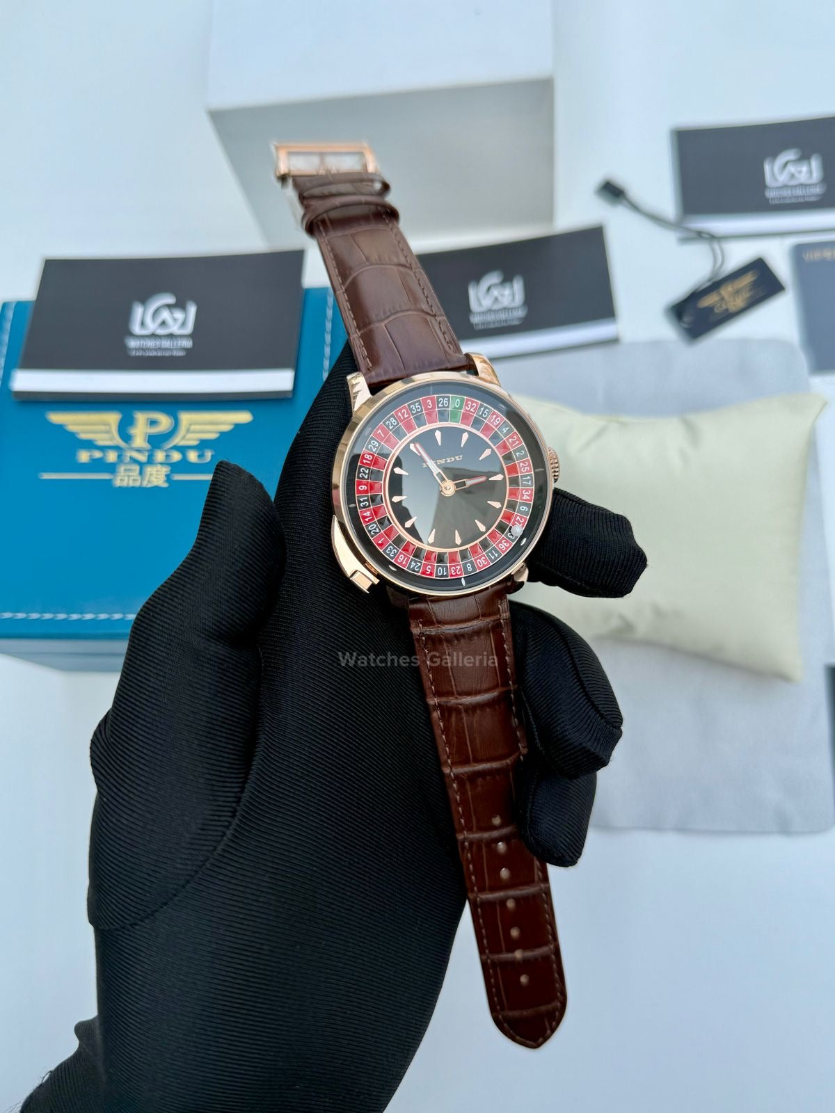 Pindu Design Casino Tourbillon Roulette Button Automatic (Brown) P6628 Watches Galleria