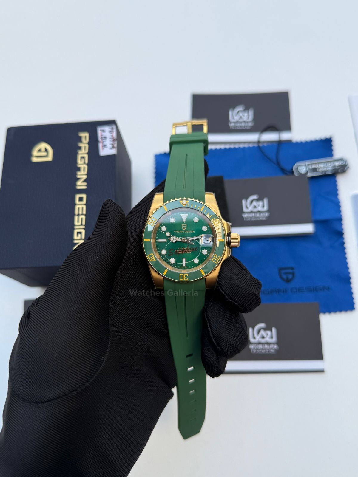 Pagani Design Submariner Hulk Gold Automatic (Silicon Straps Edition) PD1661 Watches Galleria