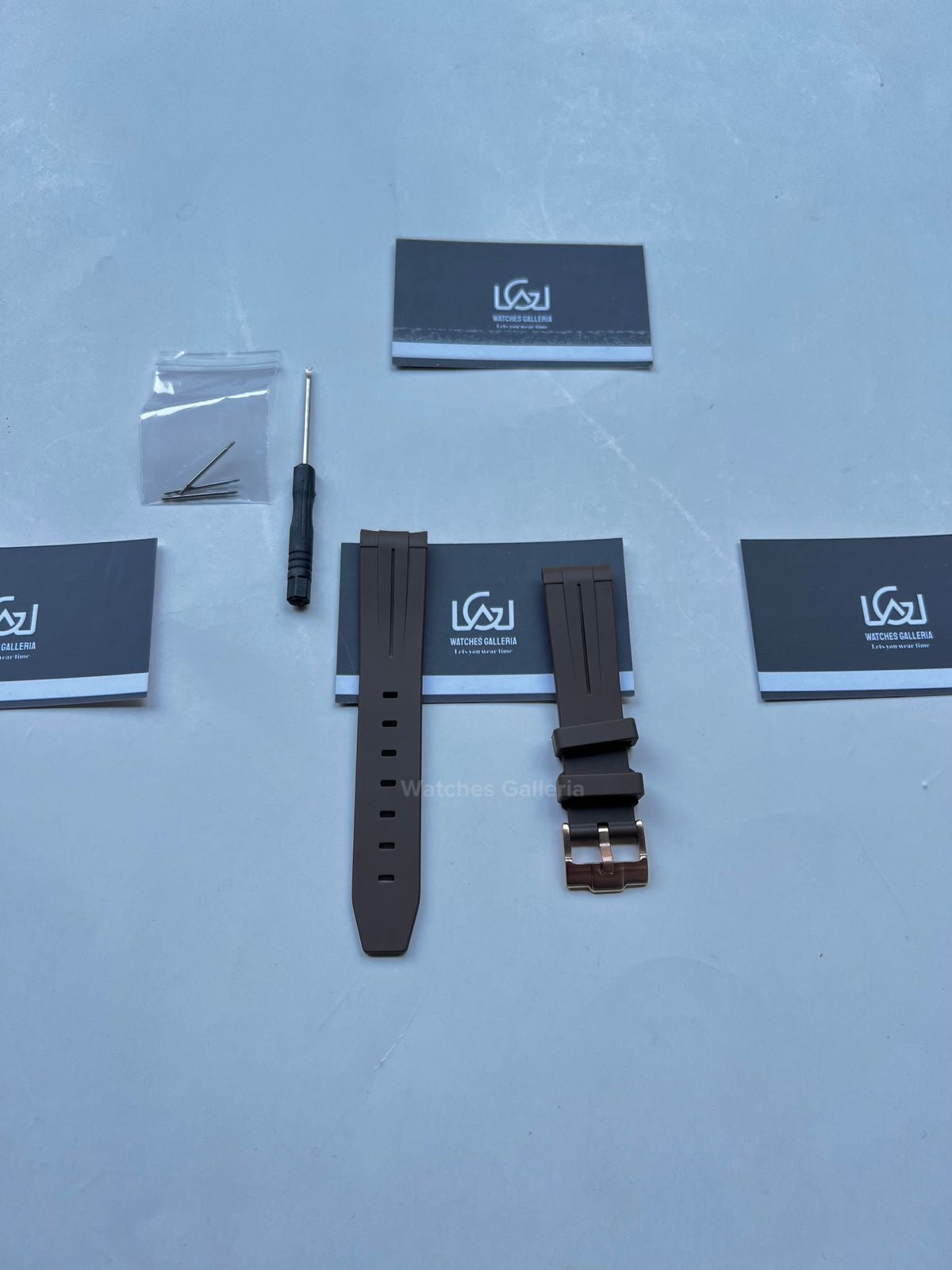 Rubber Straps Coffee w/ Rose Gold