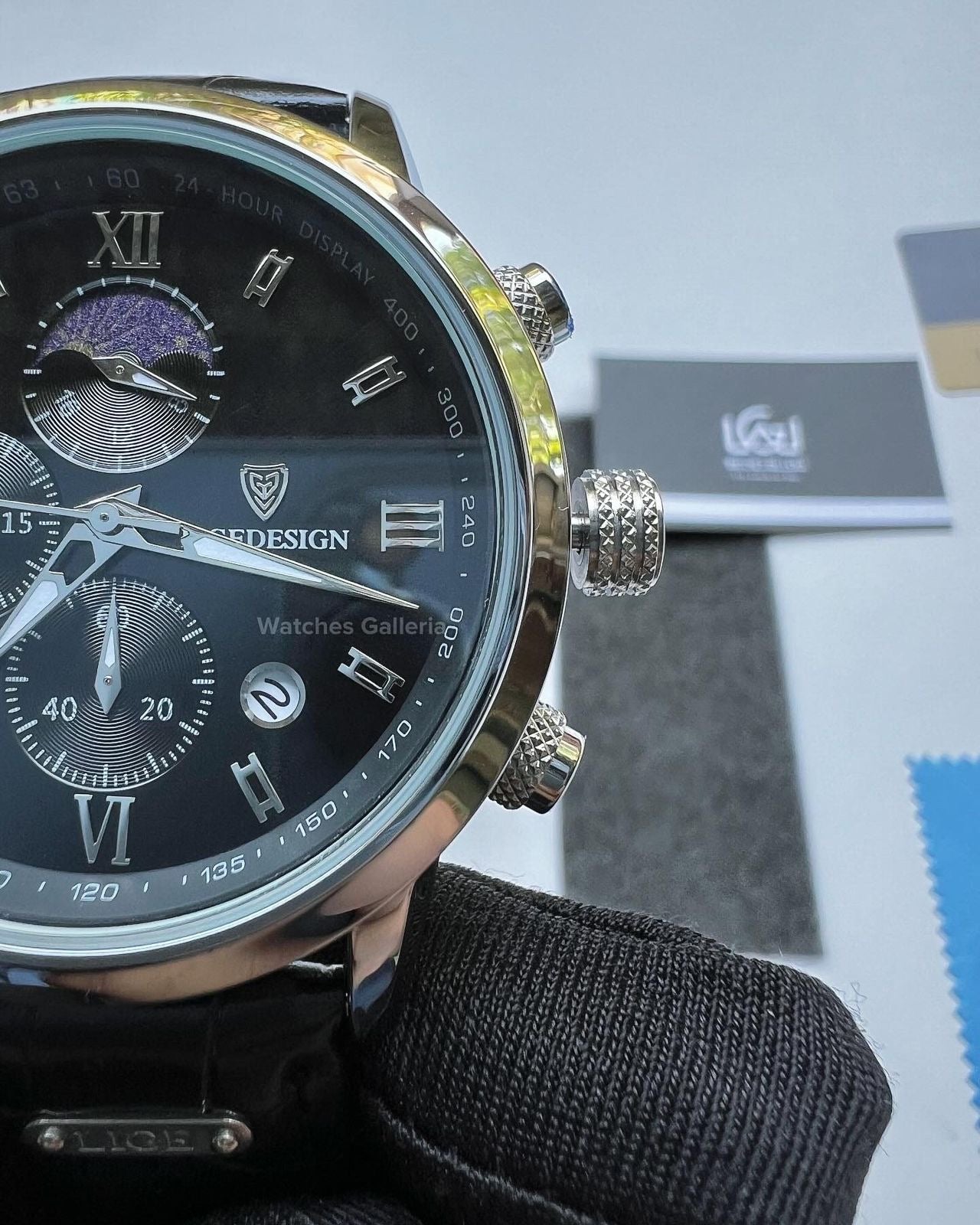 Lige Classic Moonphase (Black) LG8953 Watches Galleria