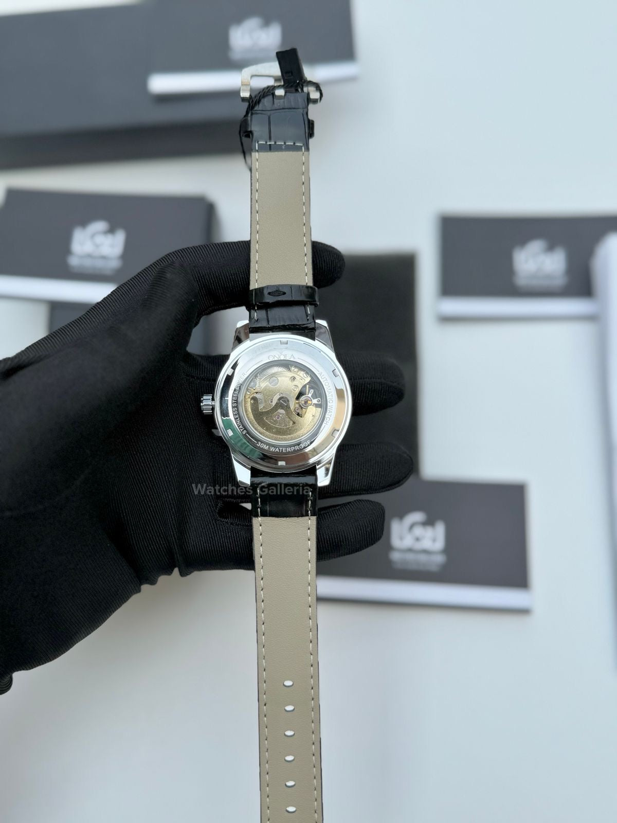 Onola Skeleton Watch Automatic (Silver/Black) ON3861 Watches Galleria