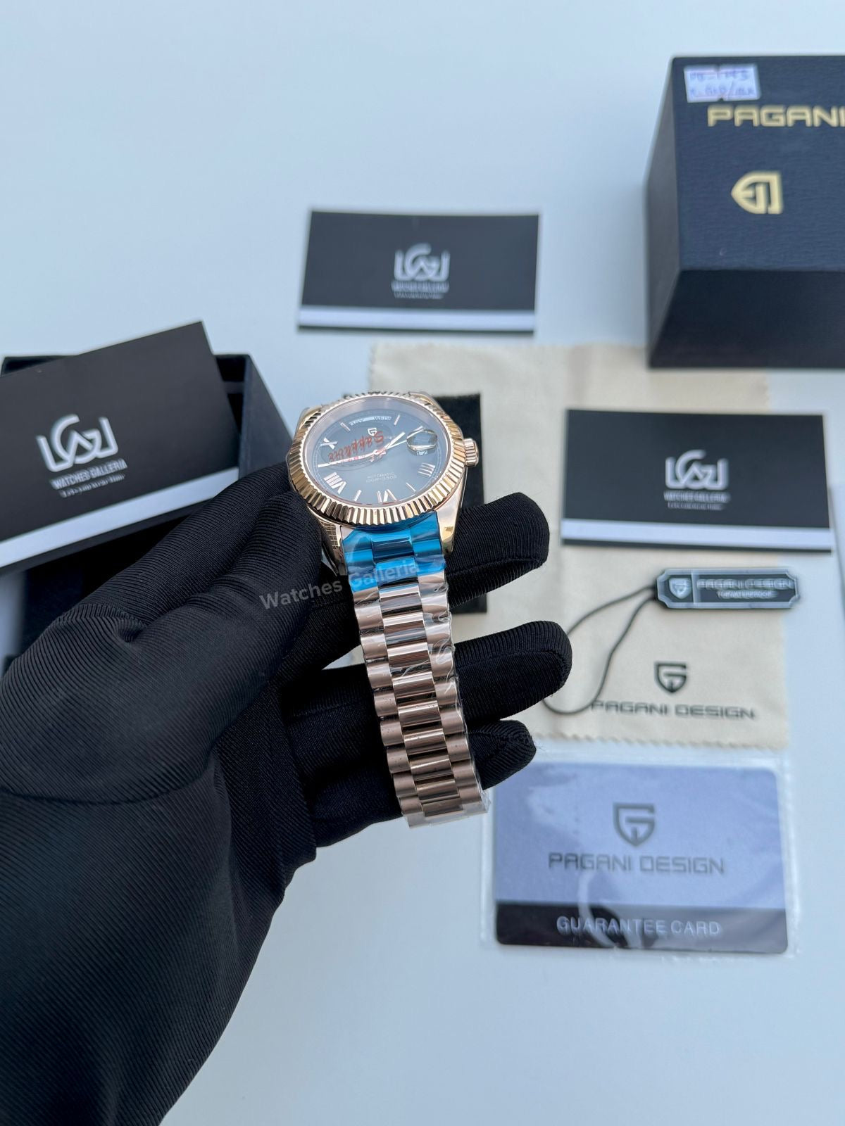 Pagani Design Date Day Automatic (Rose Gold w/ Slate Ombre Dial) PD1783 Watches Galleria