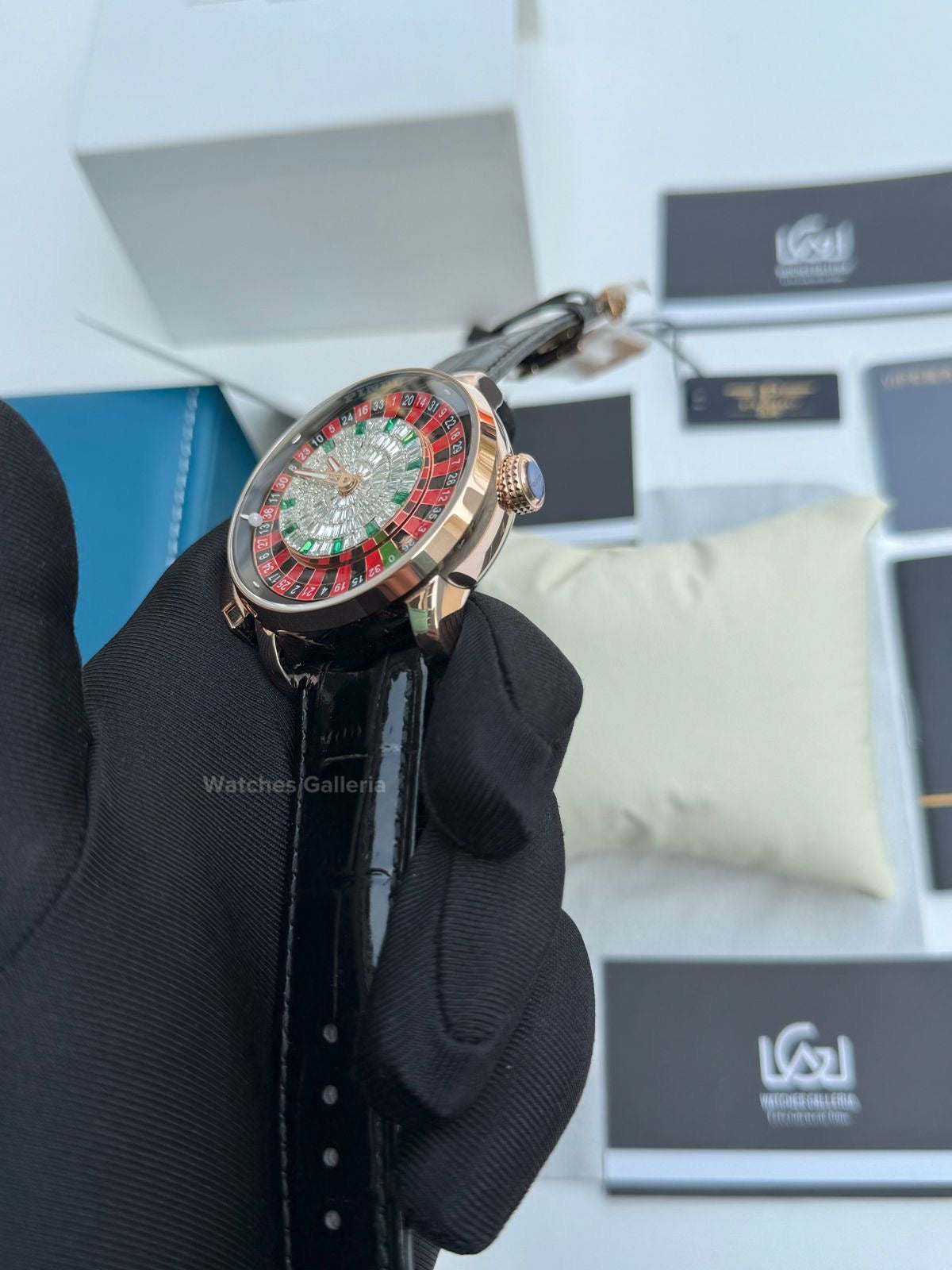 Pindu Design Casino Roulette Button Edition Automatic (Baguette Cut Diamonds) P6628 Watches Galleria