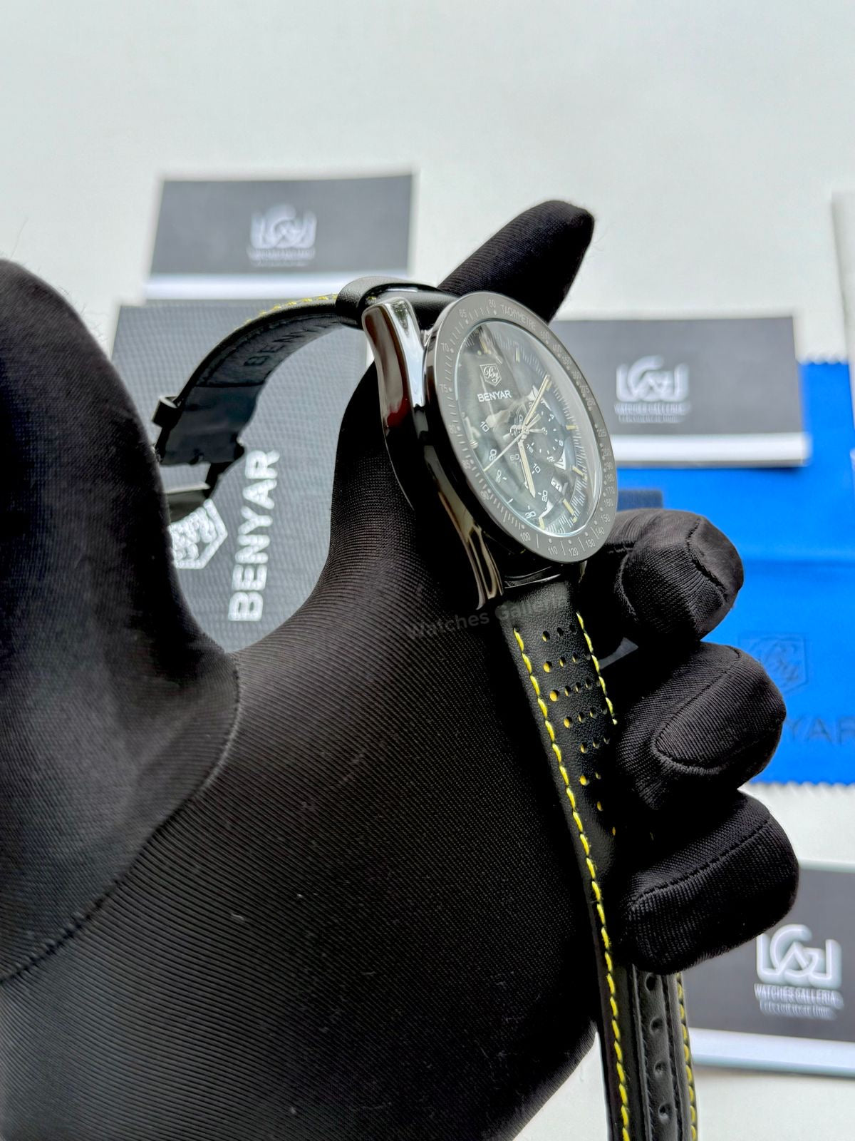 Benyar Dark Side of the Moon Apollo 8 Quartz (Black/Yellow) BY5120 Watches Galleria