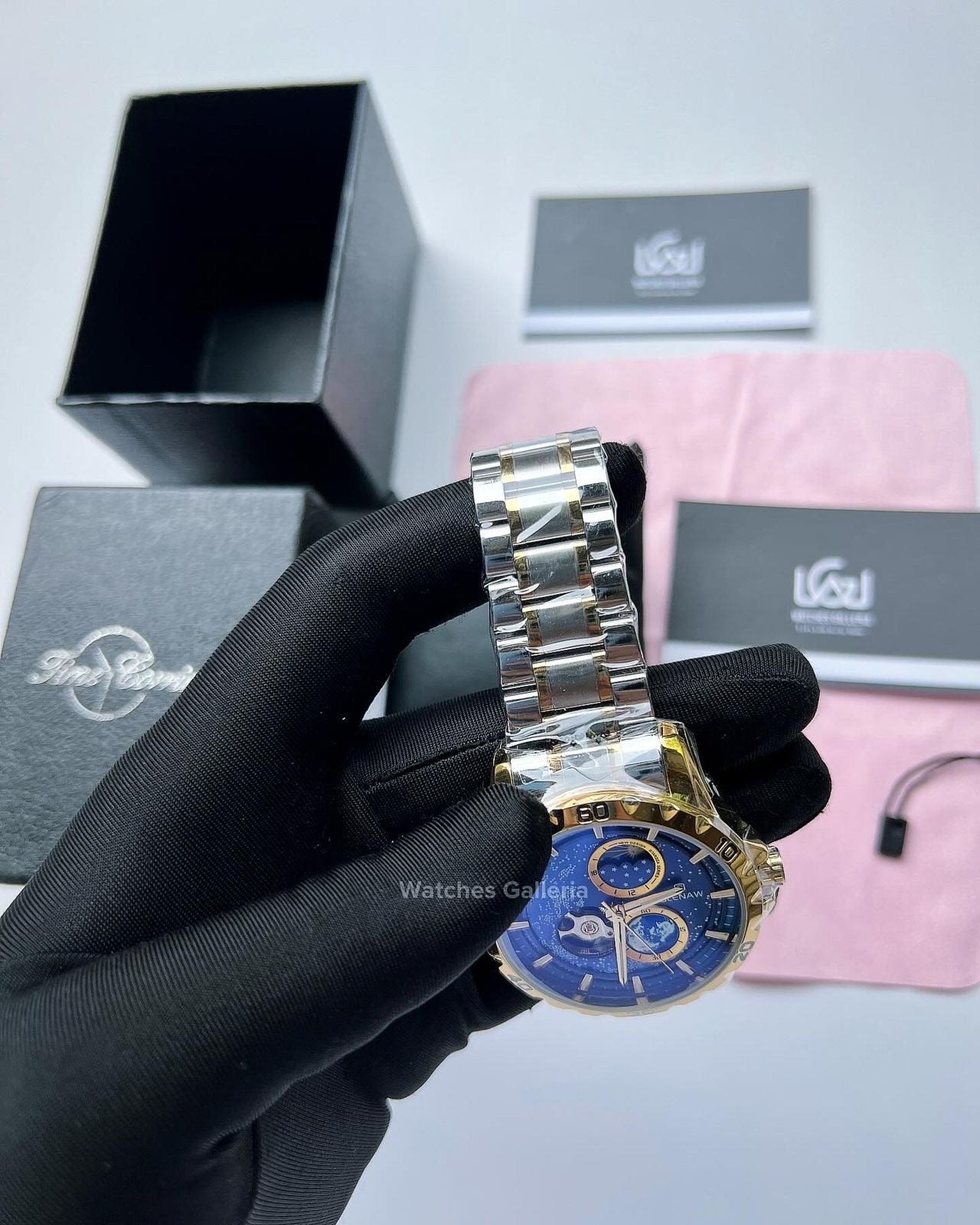 Glenaw Automatic Open Heart & Earth Rotating (Silver/Gold) GL8950 Watches Galleria
