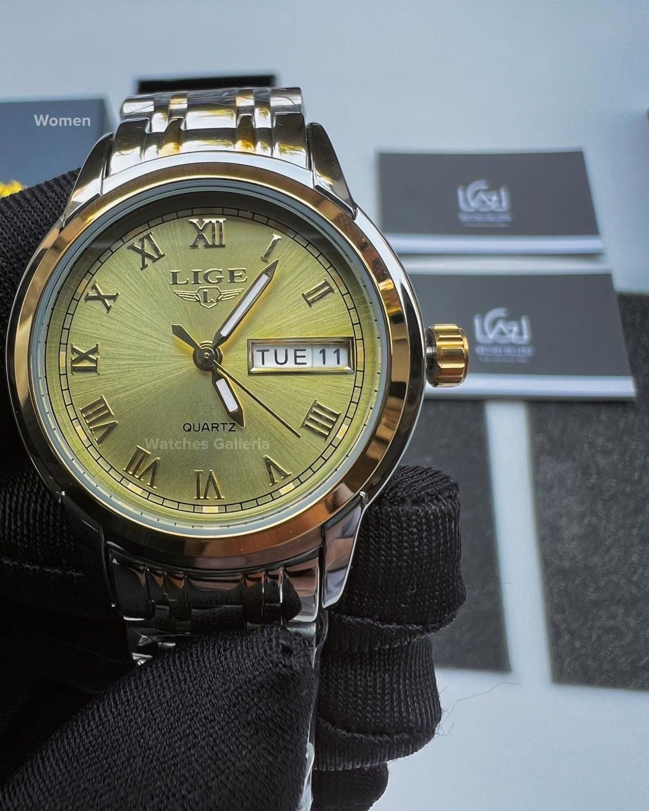 Lige Date Day Couple Watch (Gold) Lige9846 Lige10007L
