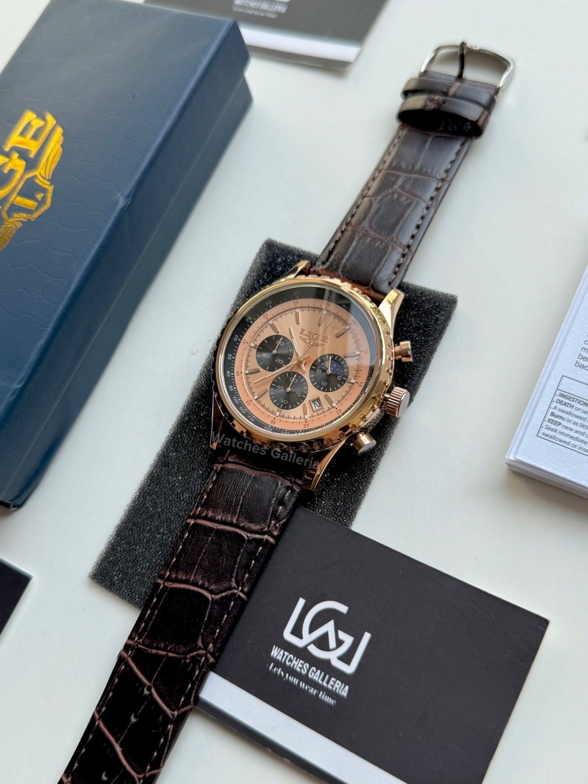 Lige Chronograph Quartz (Rose Gold) Lige8989 Watches Galleria © Copyrights All Right Reserved