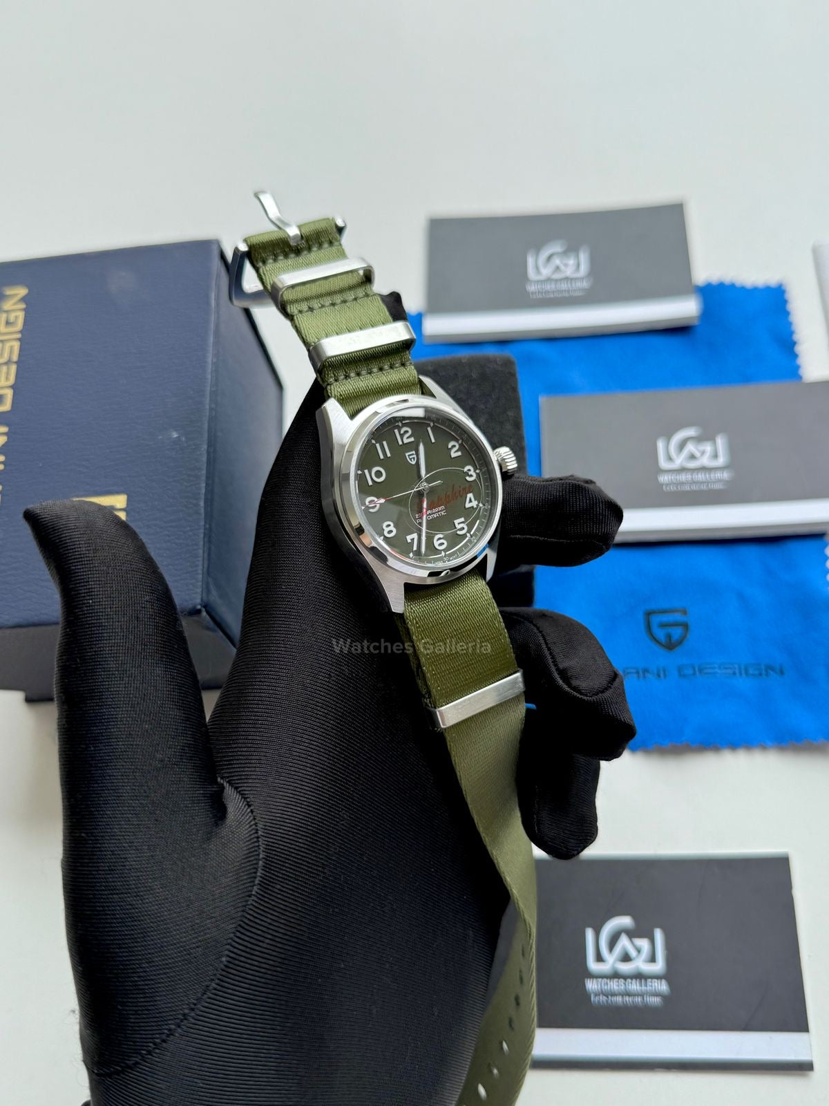 Pagani Design Spirit Pilot Automatic (Green-Nylon Bracelet) PD1717 Watches Galleria