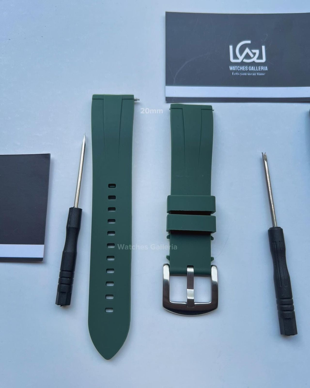 Rubber Straps Quick Release (Army Green Silver Buckle) 20mm or 22mm