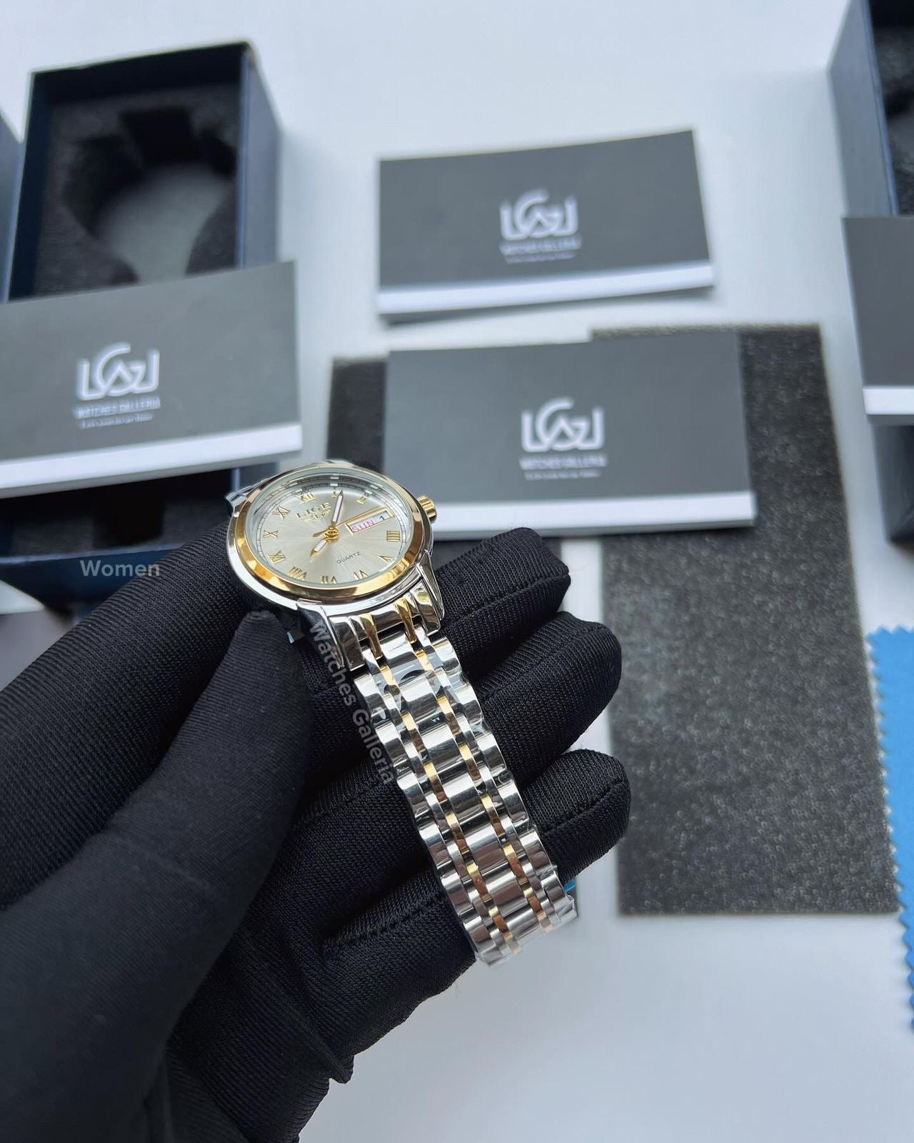Lige Date Day Couple Watch (Silver/Gold) lige9846 lige 10007L