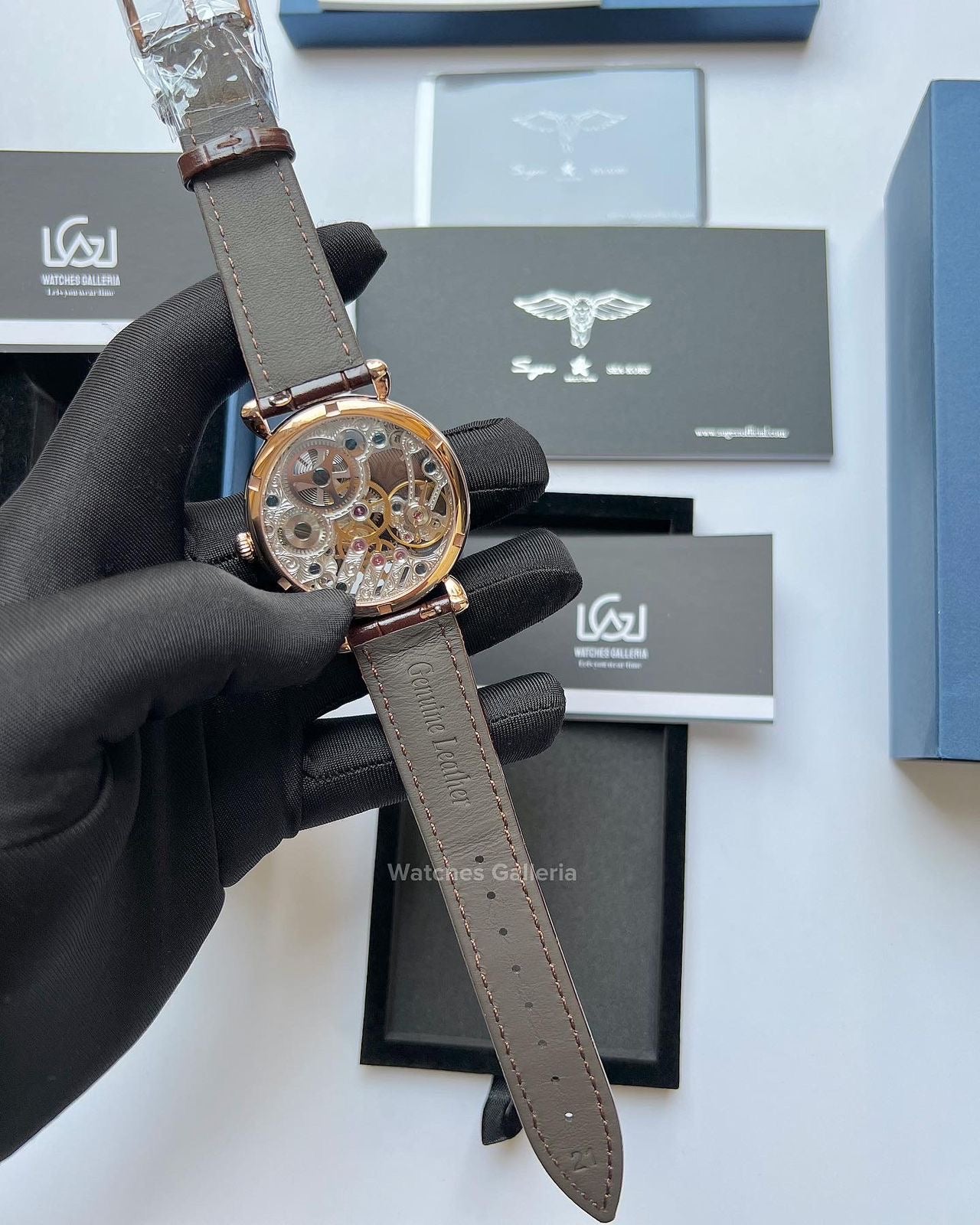 Sugess Skeleton Slimmaster Manual Wind (Brown w/ Rose Gold) SU3600 (Discontinued)