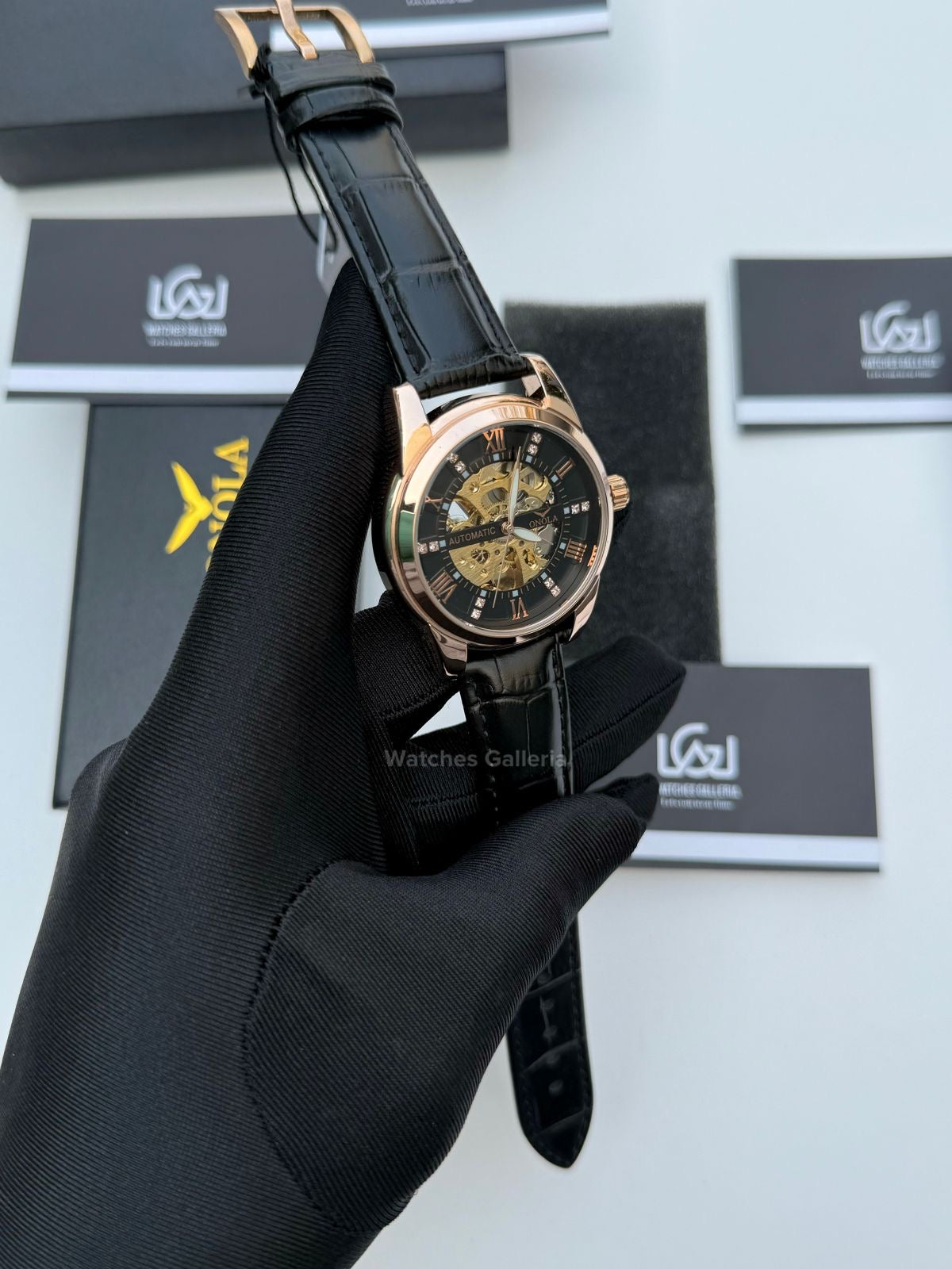 Onola Skeleton Watch Automatic (Rose Gold) ON3861 Watches Galleria