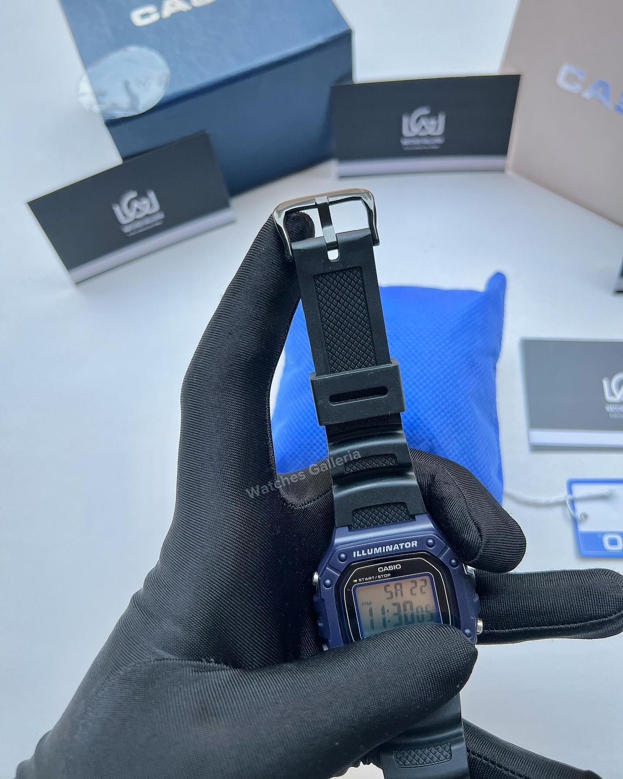 Casio Sports Digital Watch (Black Blue Limited Edition) W218H Watches Galleria