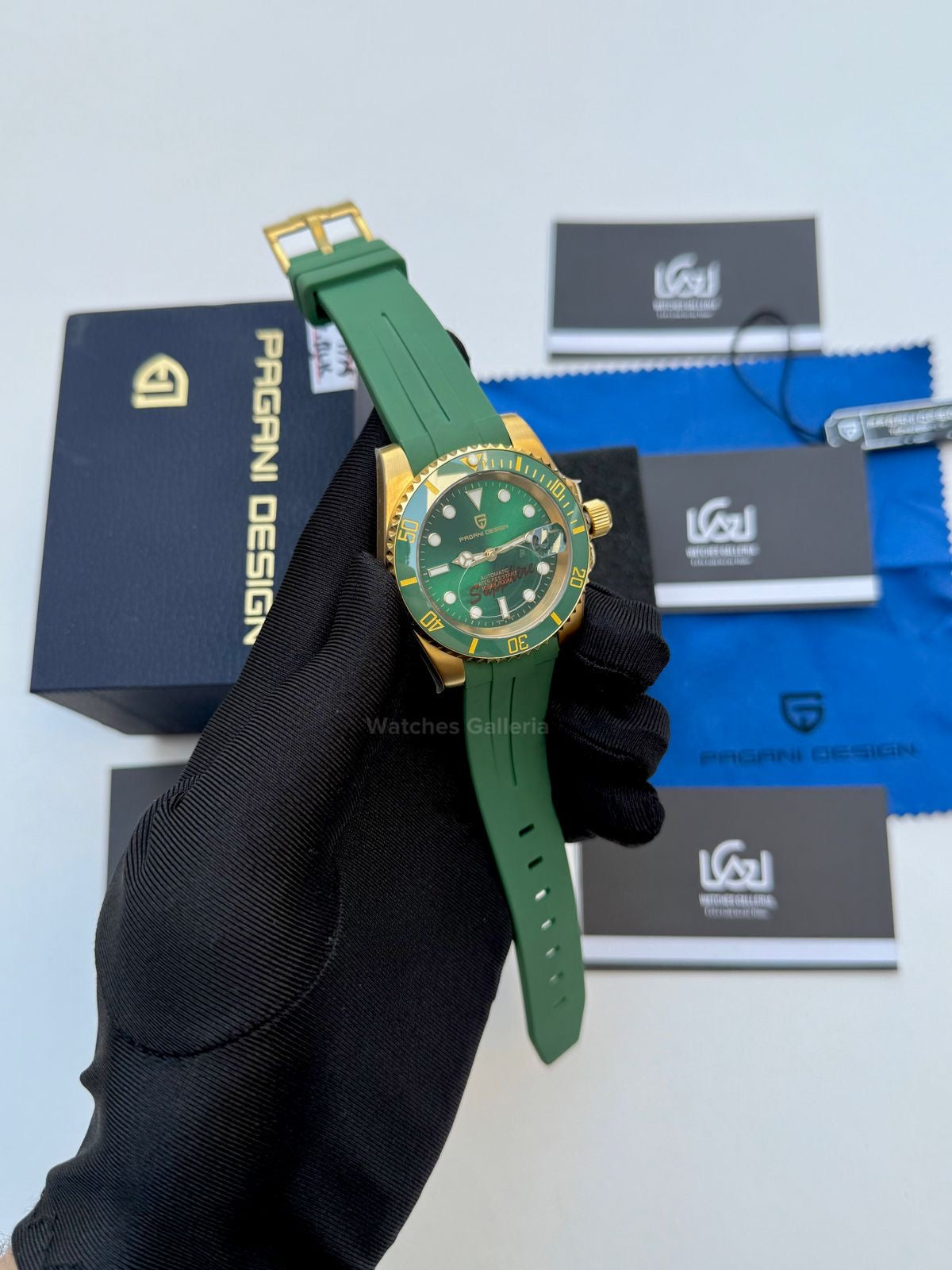 Pagani Design Submariner Hulk Gold Automatic (Silicon Straps Edition) PD1661 Watches Galleria