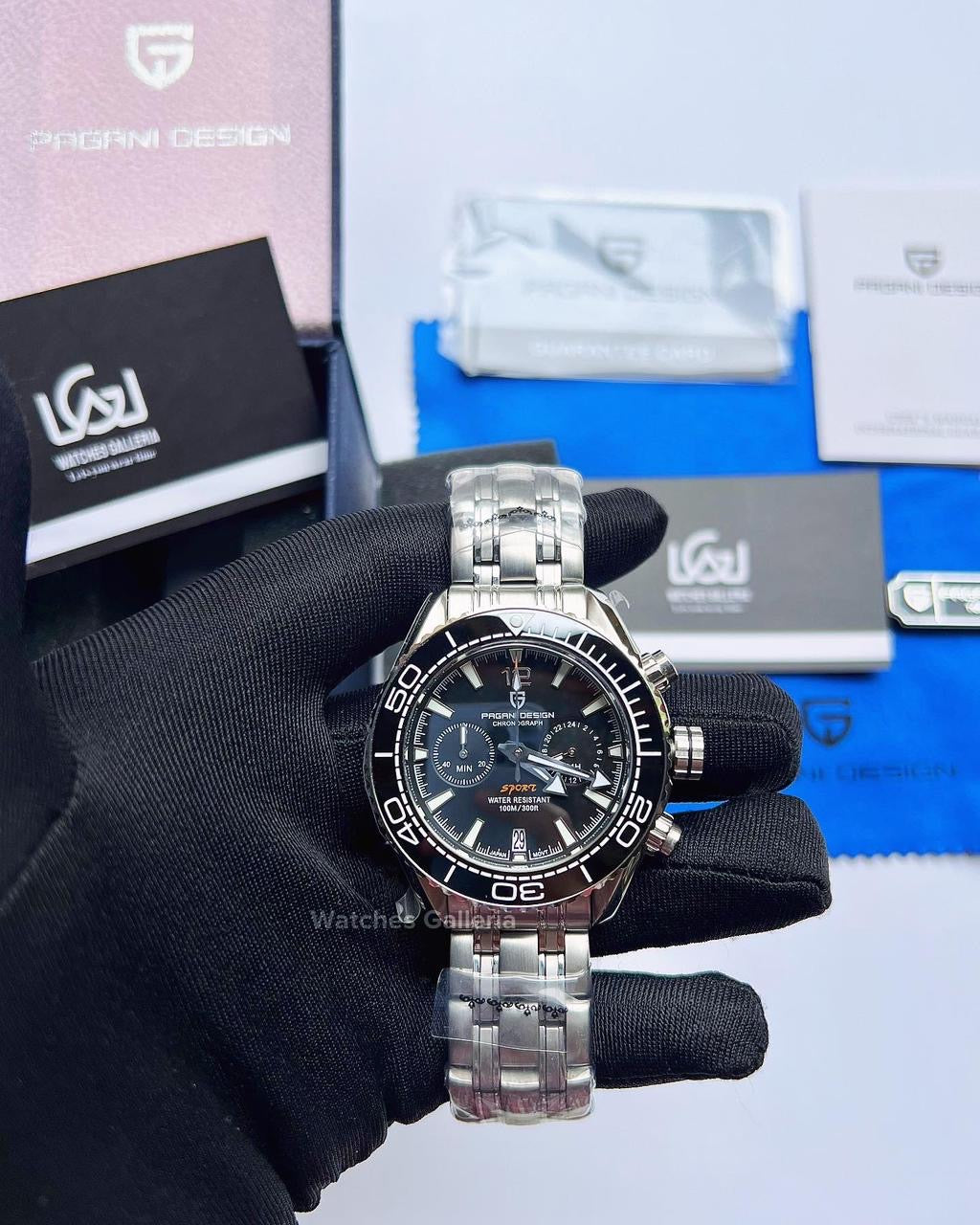 Pagani Design SeaMaster Planet Ocean Chronograph Quartz (Black) PD1711
