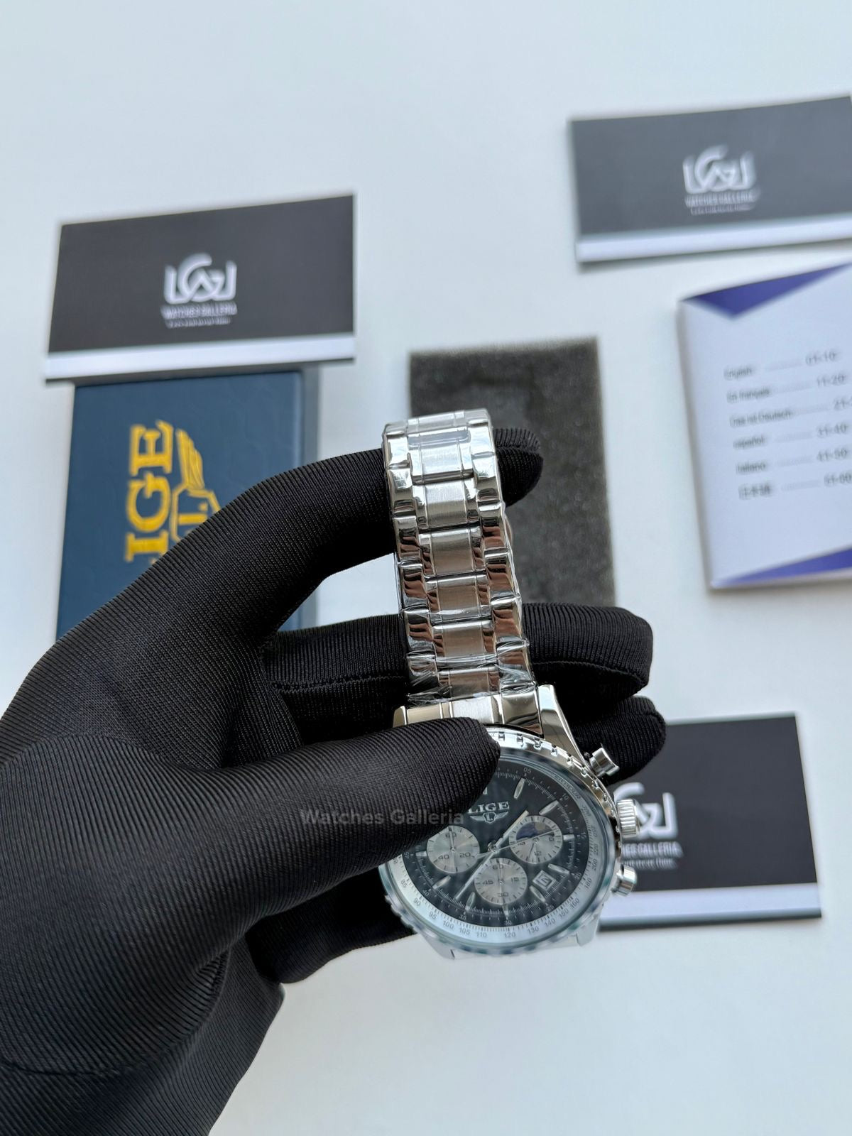 Lige Chronograph Quartz (Black) Lige8989 Watches Galleria