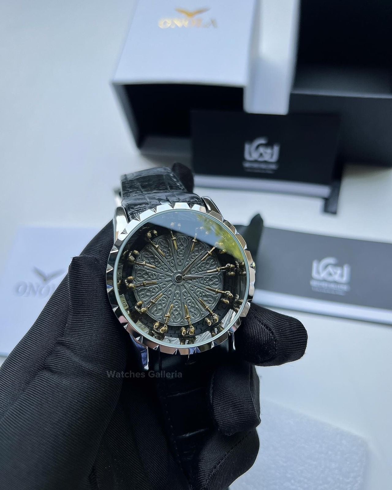 Onola Round Table Watch Quartz (Silver Black) ONL12RT Watches Galleria