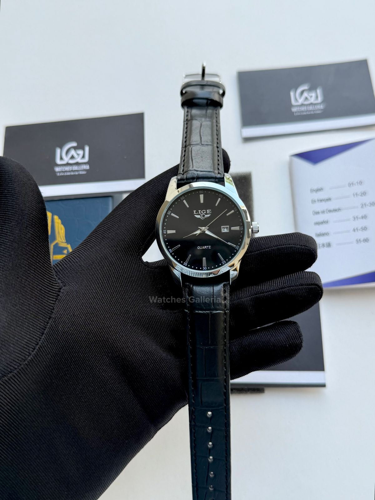 Lige Classic Dress Watch Quartz (Black) Lige89143 Watches Galleria