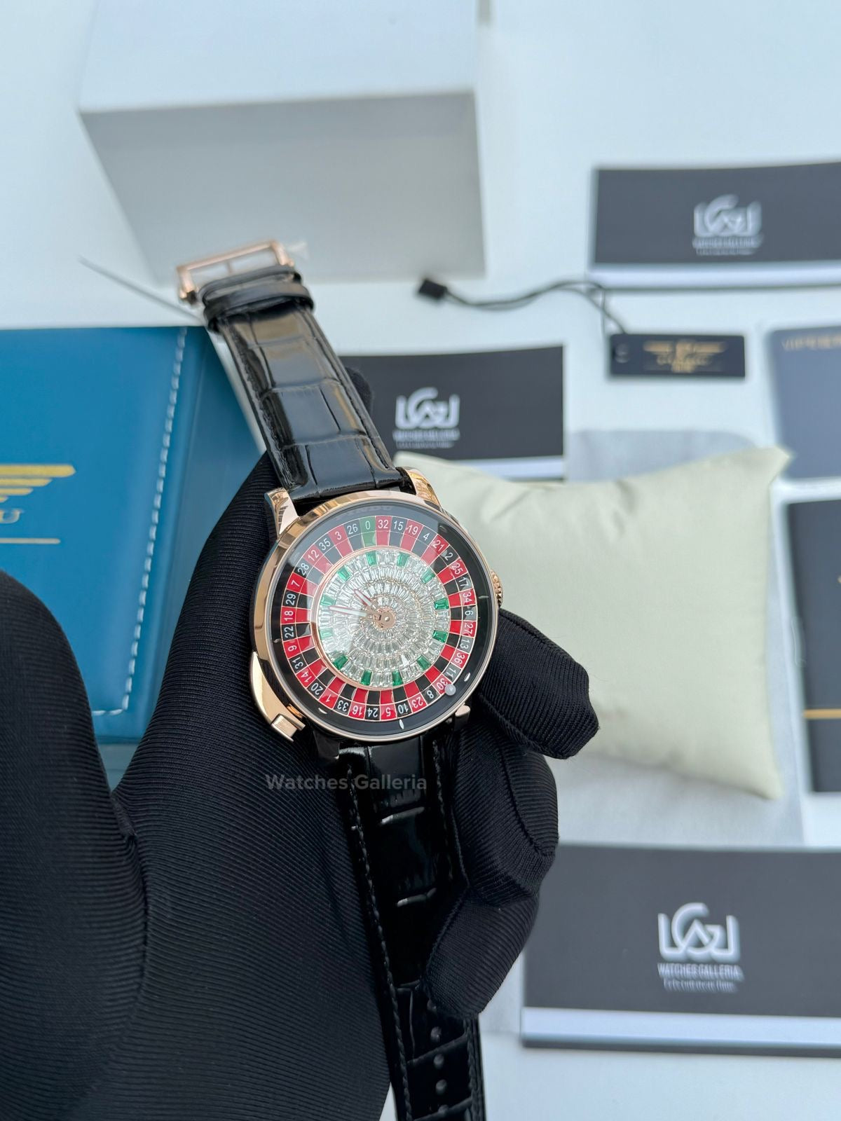 Pindu Design Casino Roulette Button Edition Automatic (Baguette Cut Diamonds) P6628 Watches Galleria