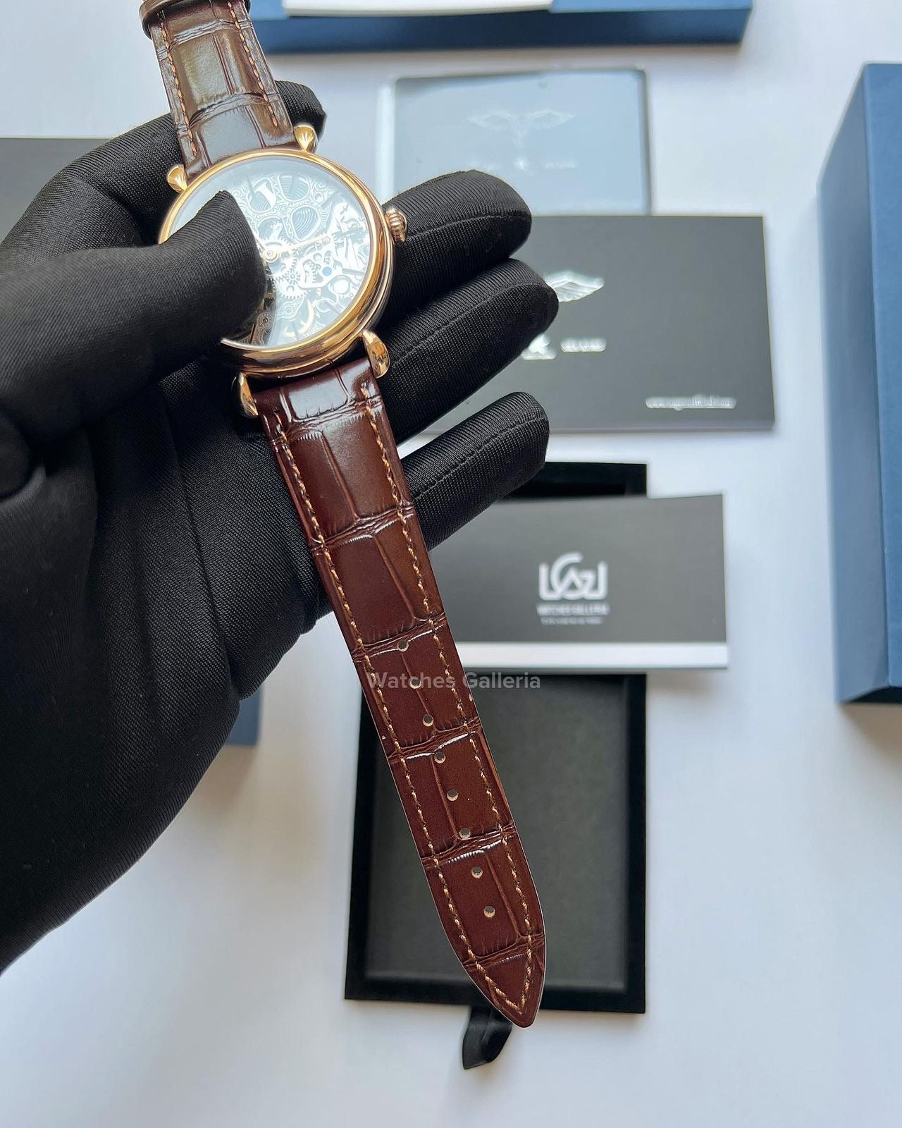 Sugess Skeleton Slimmaster Manual Wind (Brown w/ Rose Gold) SU3600 (Discontinued)