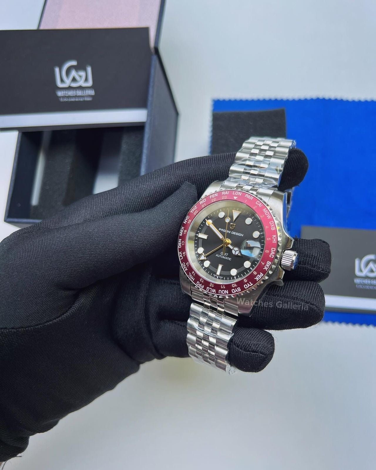 Pagani Design World Time GMT Automatic (Red) PD1758 Watches Galleria