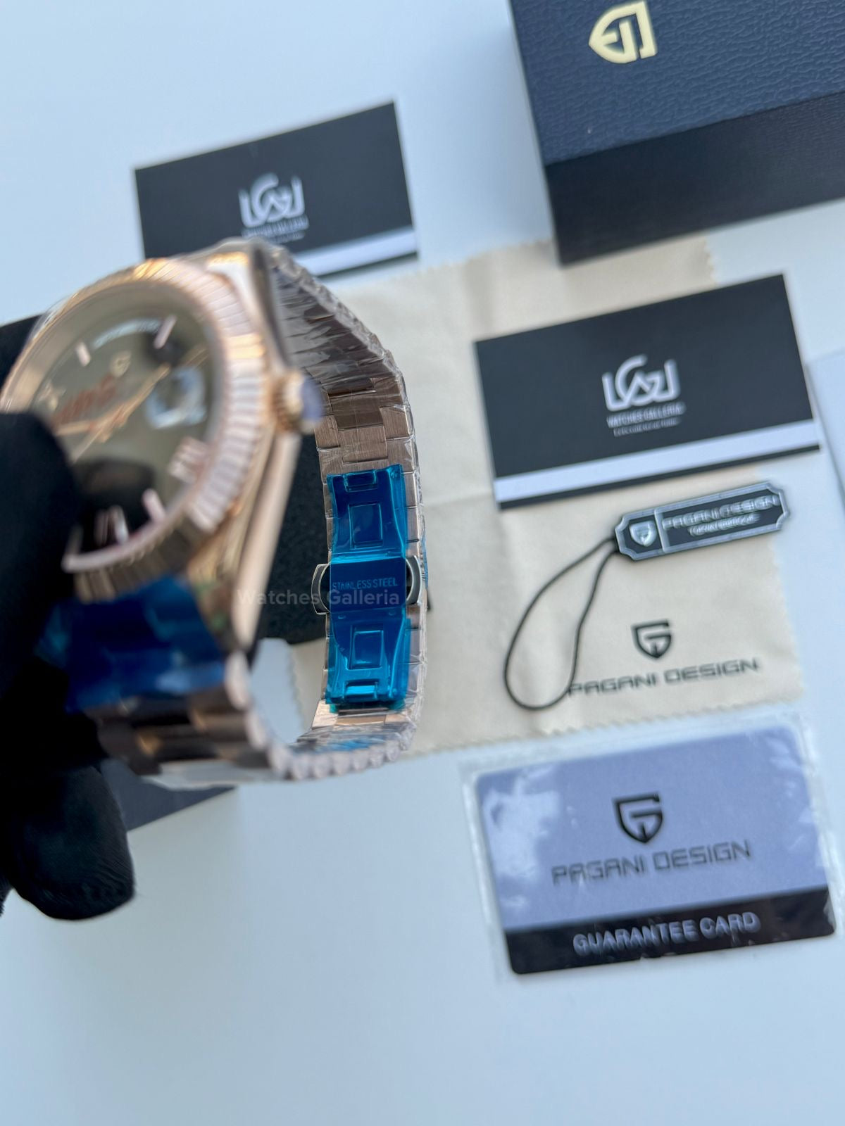 Pagani Design Date Day Automatic (Rose Gold w/ Slate Ombre Dial) PD1783 Watches Galleria