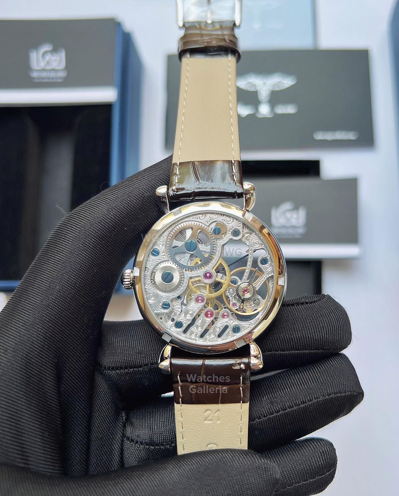 Sugess Skeleton Slimmaster Manual Wind (Brown Silver) SU3600 (Discontinued)