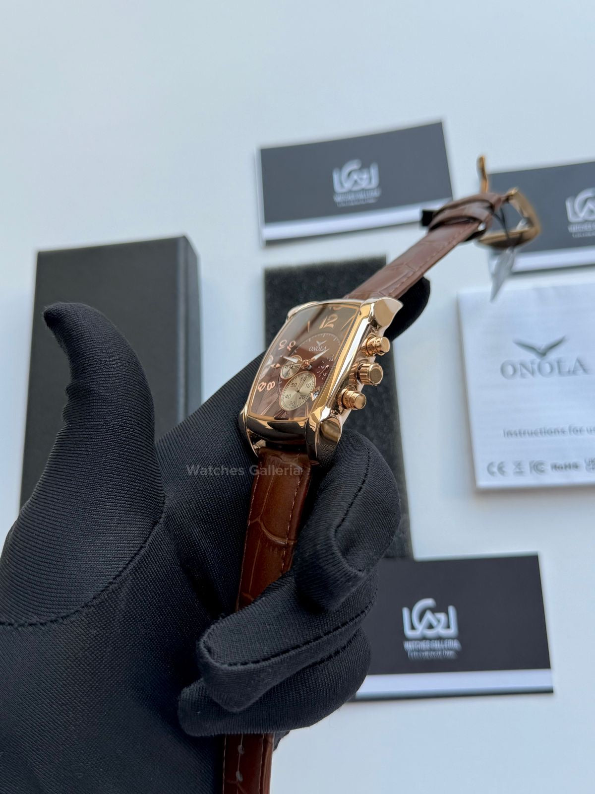 Onola Square Chronograph Quartz (Brown) ON6818 Watches Galleria