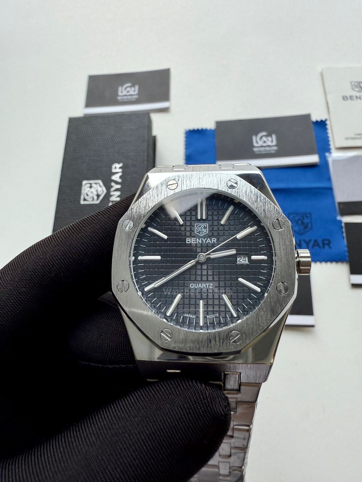 Benyar Royal Oak V2 Quartz (Black) By5156 Watches Galleria © Copyrights All Right Reserved