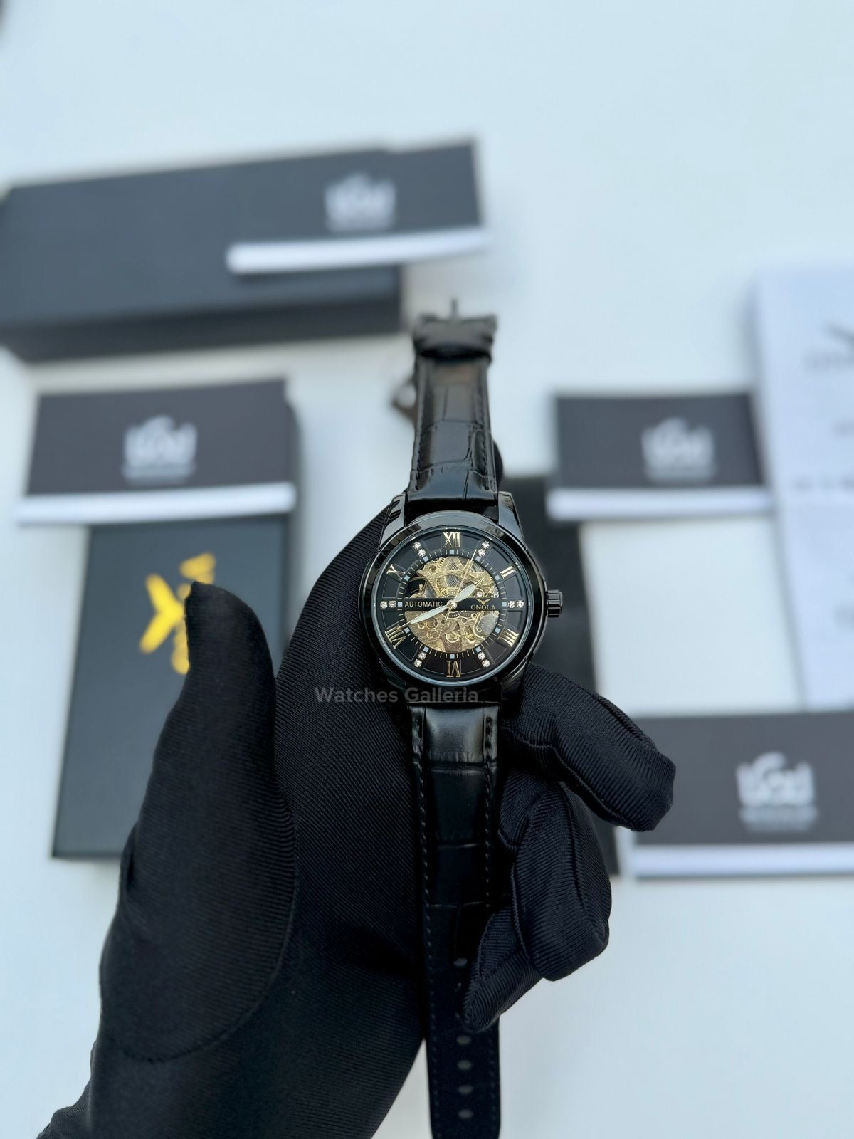 Onola Skeleton Watch Automatic (Black) ON3861 Watches Galleria