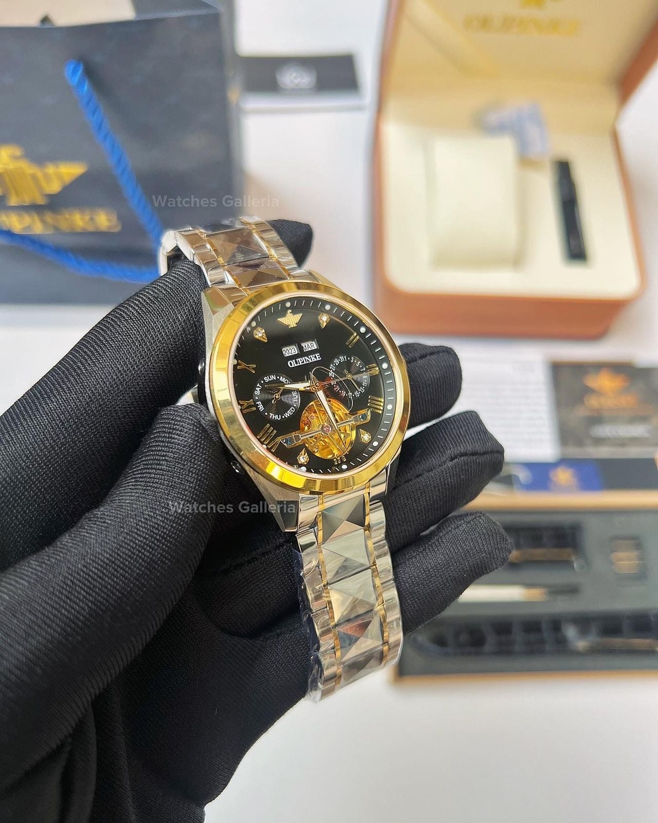 Oupinke Tourbillon Mechanical Watch Automatic (Gold Black) 3186