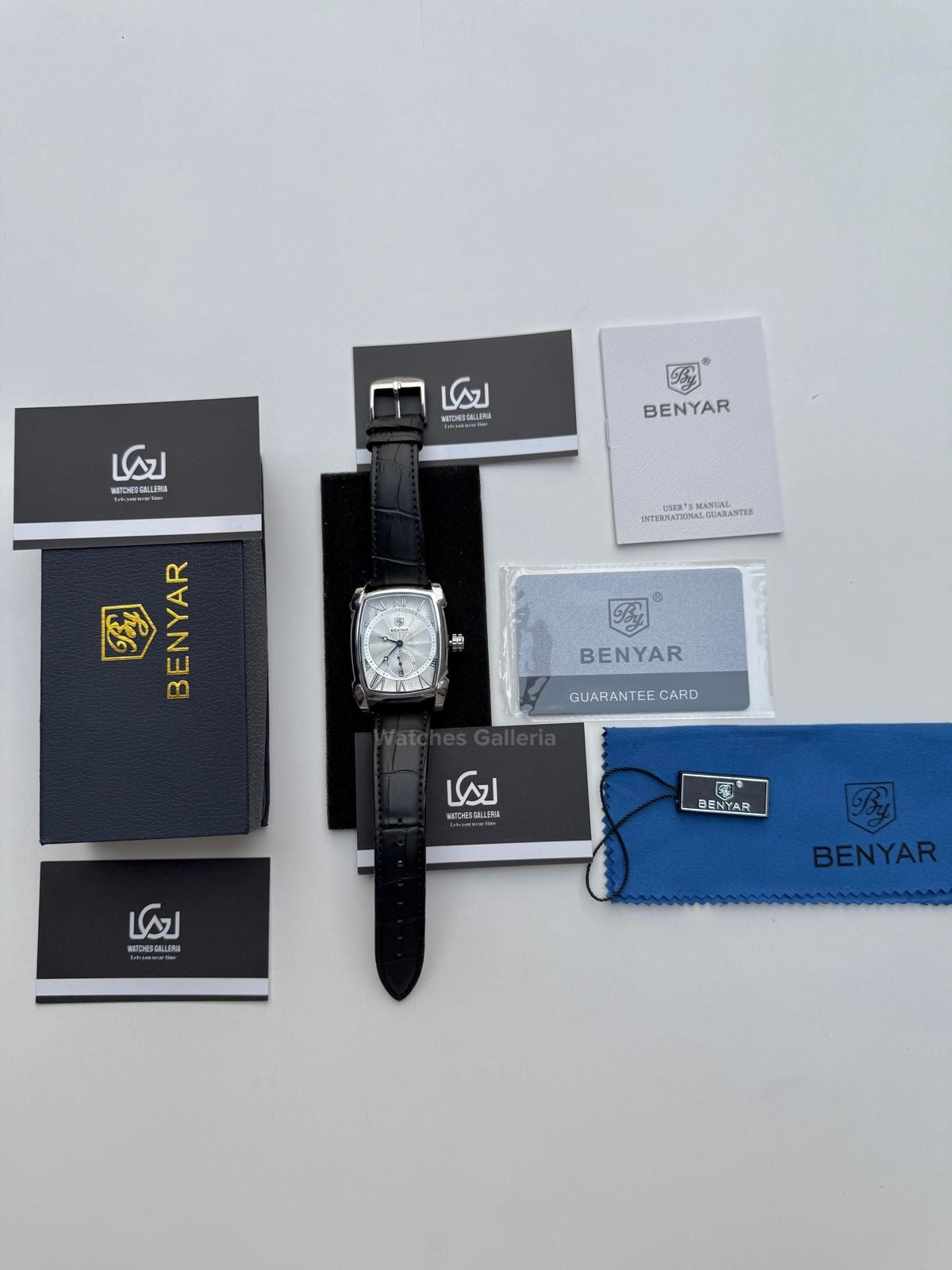 Benyar Square Classic Date Watch (Black Silver) BY5114 Watches Galleria