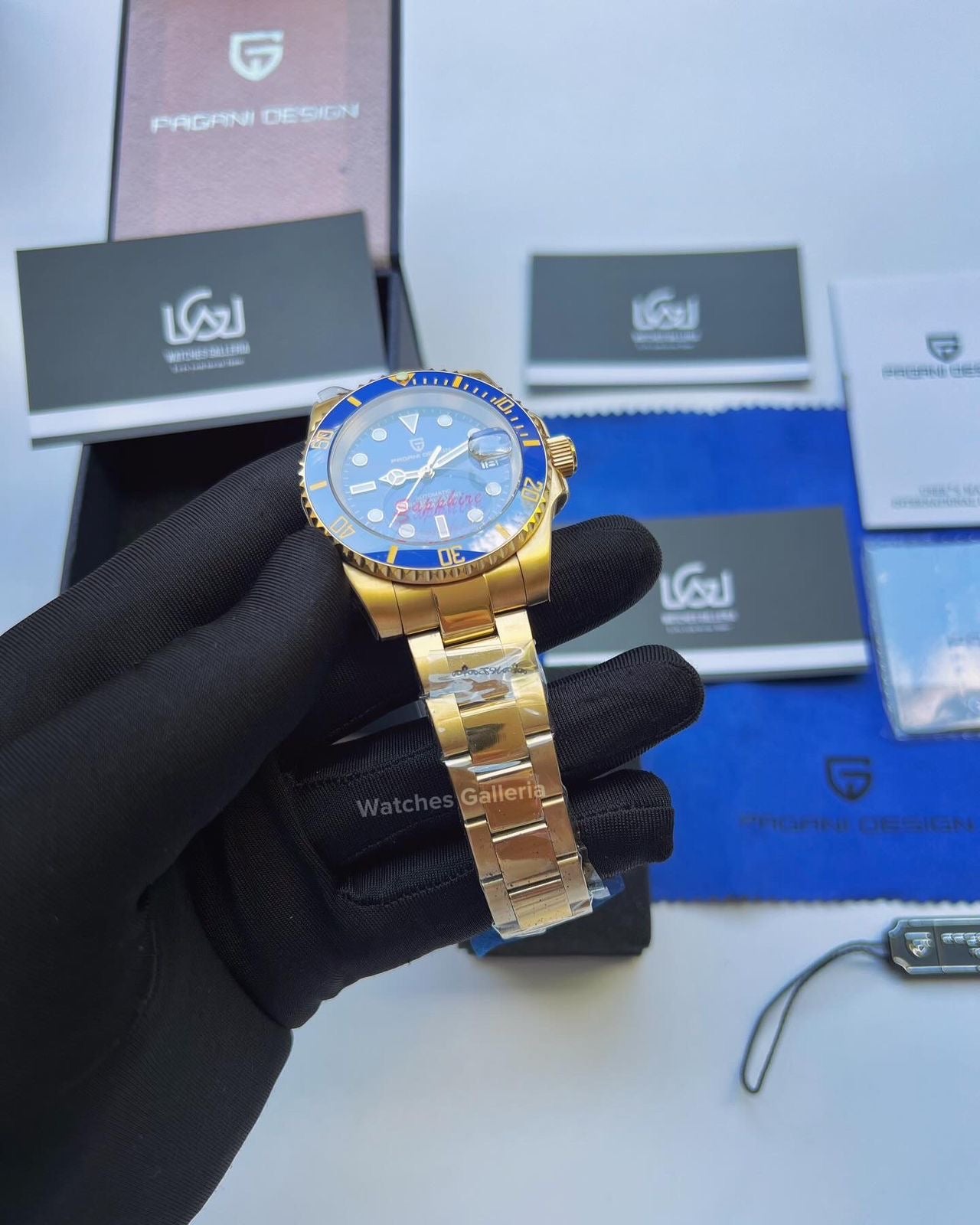 Pagani Design Submariner Date Automatic (Yellow Gold Blue) PD1661 Pagani Design