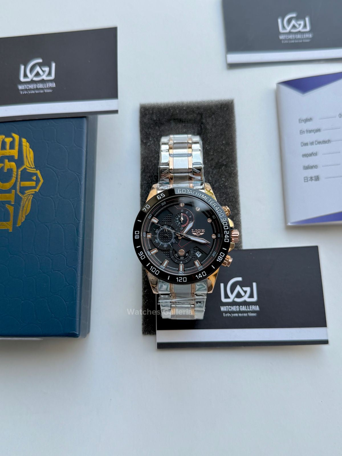 Lige Chronograph Quartz (Gold Black) Lige9982 Watches Galleria