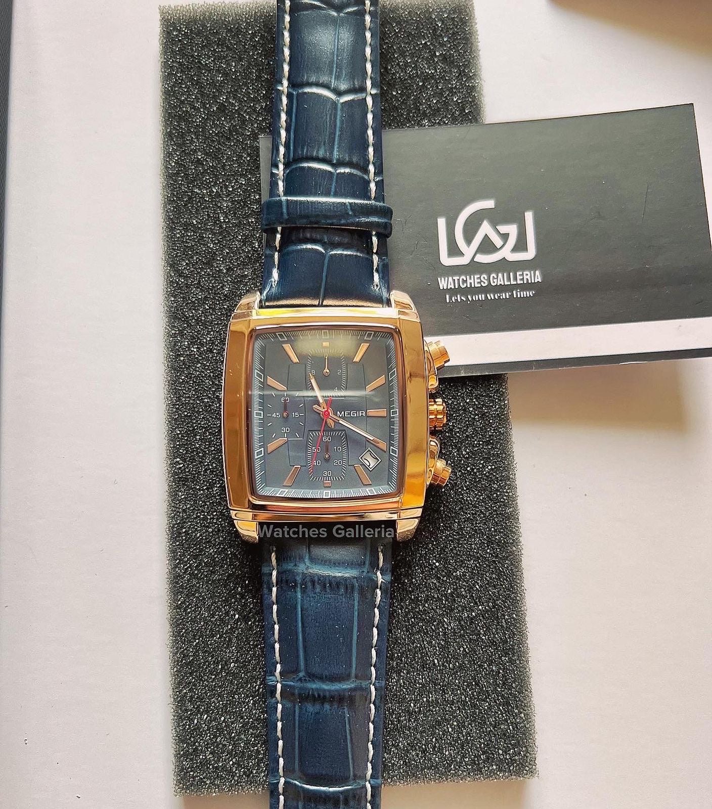Megir Square Chronograph (Blue Gold) ML2028