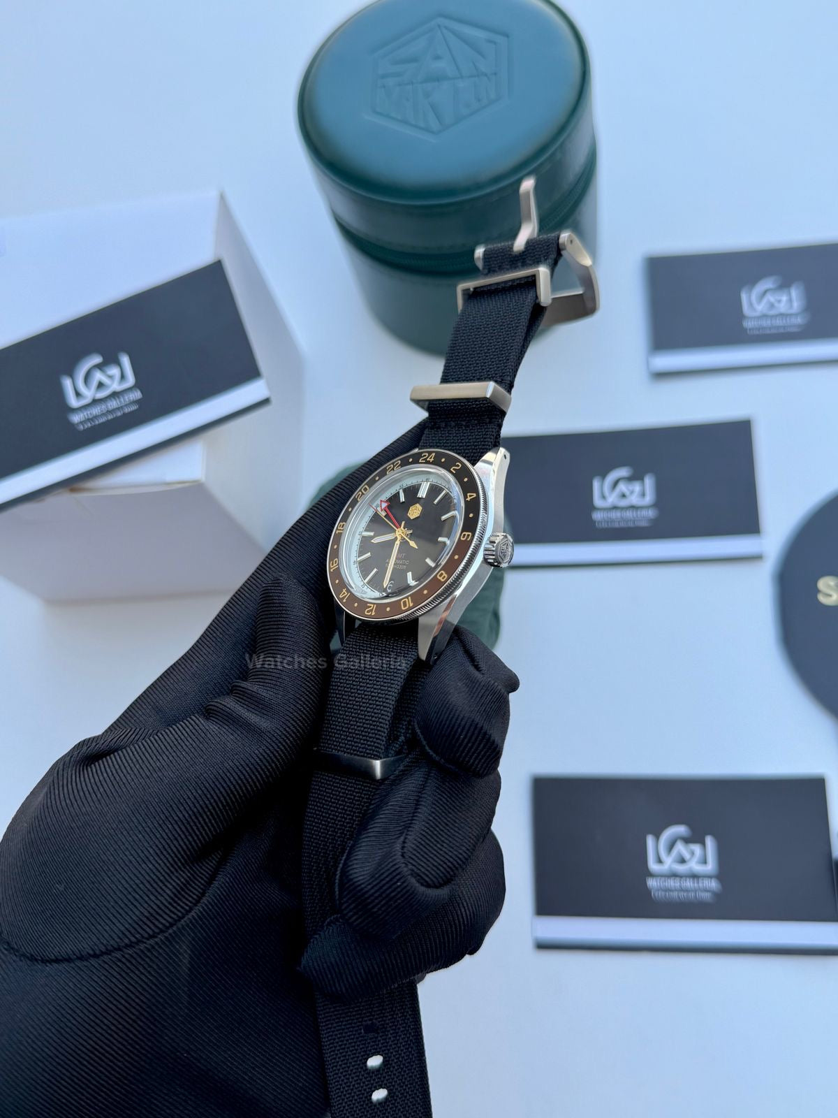 San Martin GMT RootBeer Automatic (Black Nato Straps) SN0116 Watches Galleria