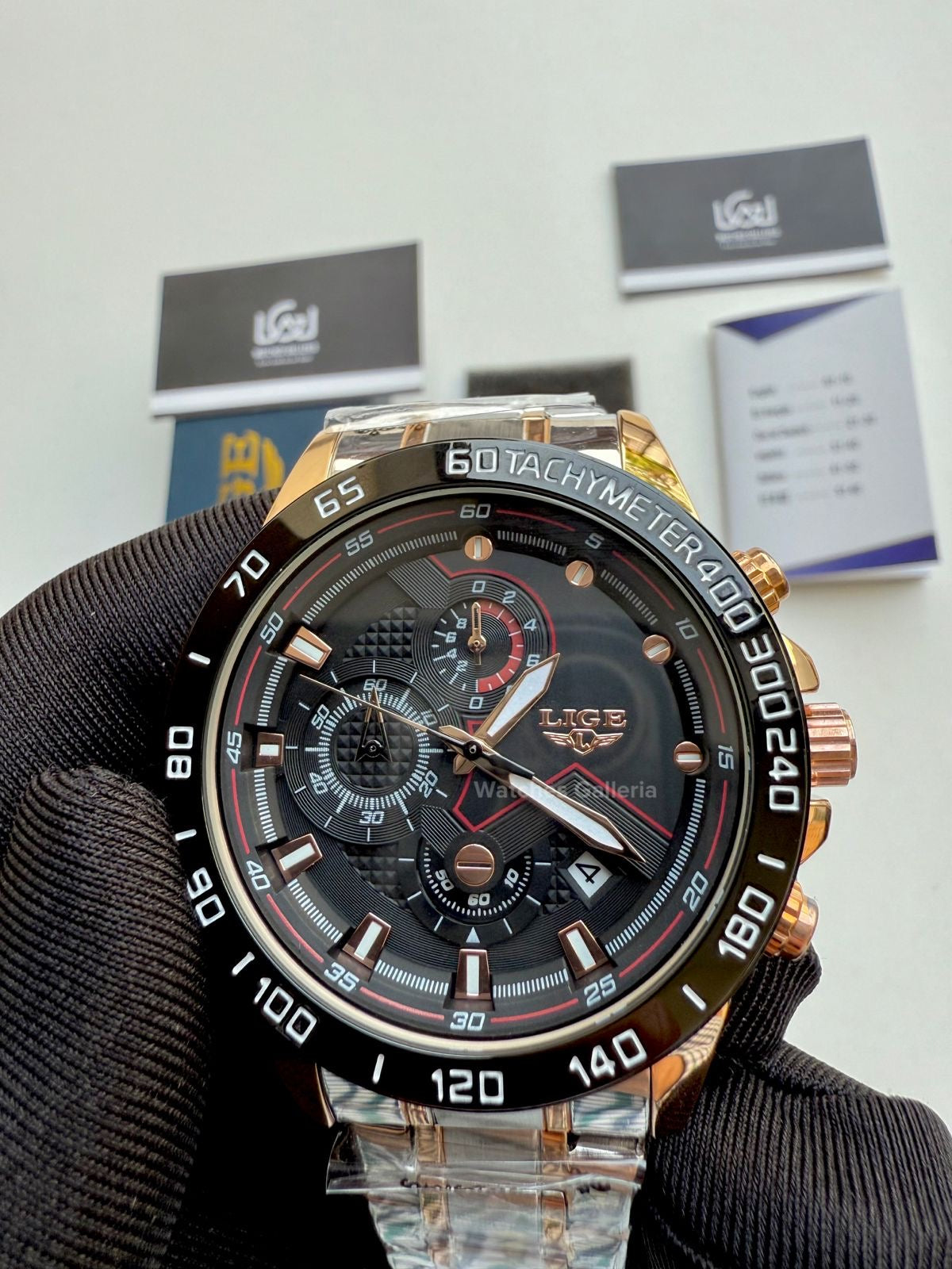 Lige Chronograph Quartz (Gold Black) Lige9982 Watches Galleria