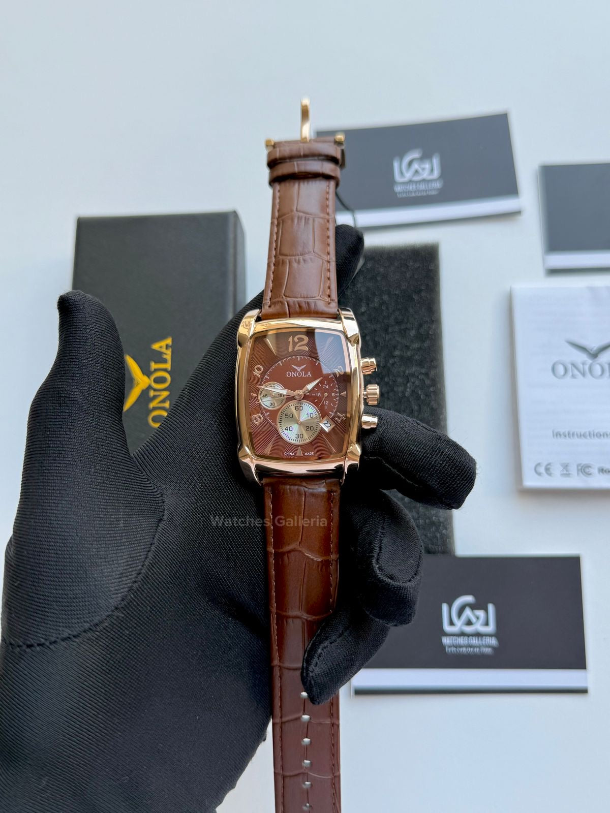Onola Square Chronograph Quartz (Brown) ON6818 Watches Galleria