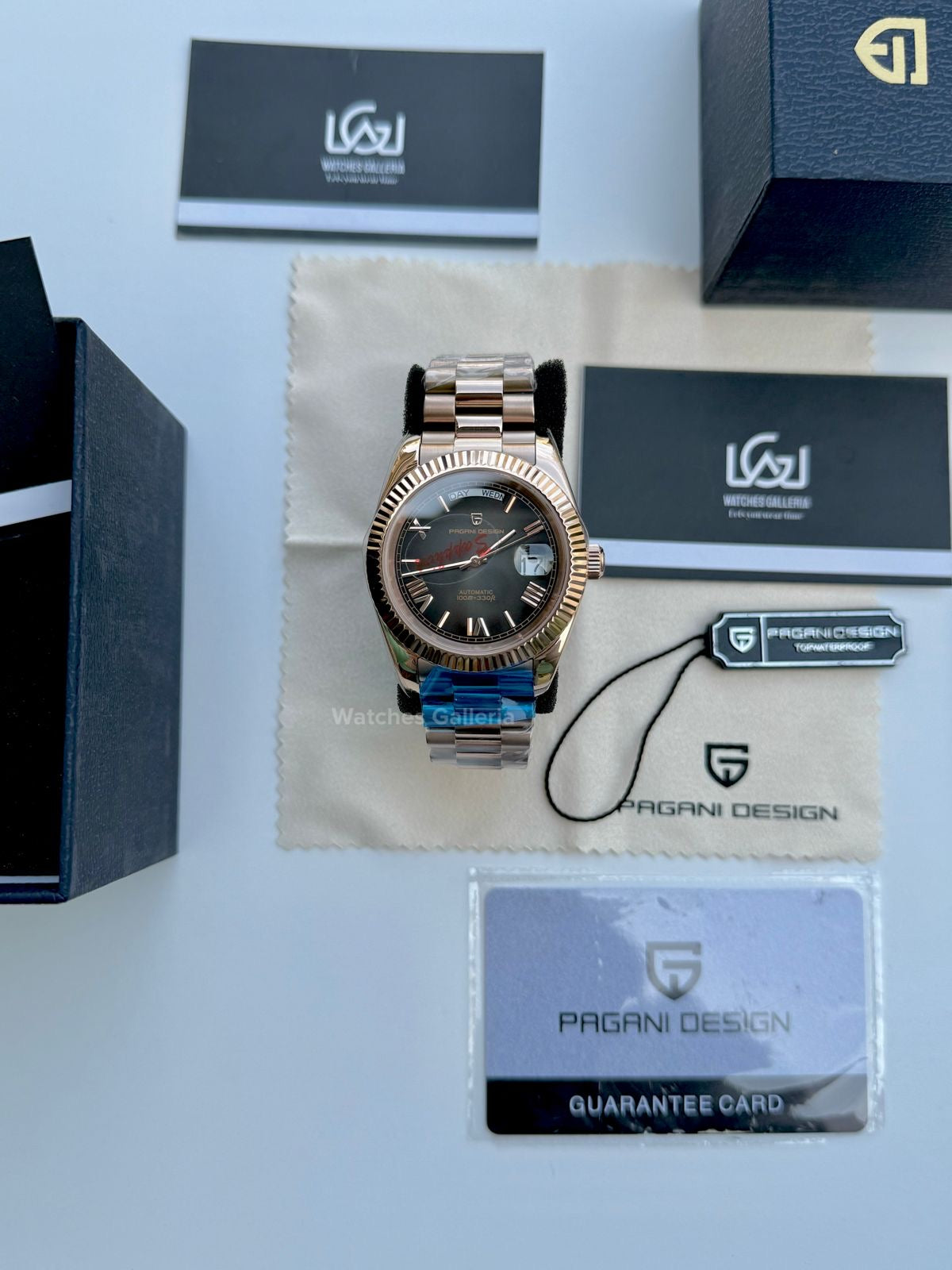 Pagani Design Date Day Automatic (Rose Gold w/ Slate Ombre Dial) PD1783 Watches Galleria