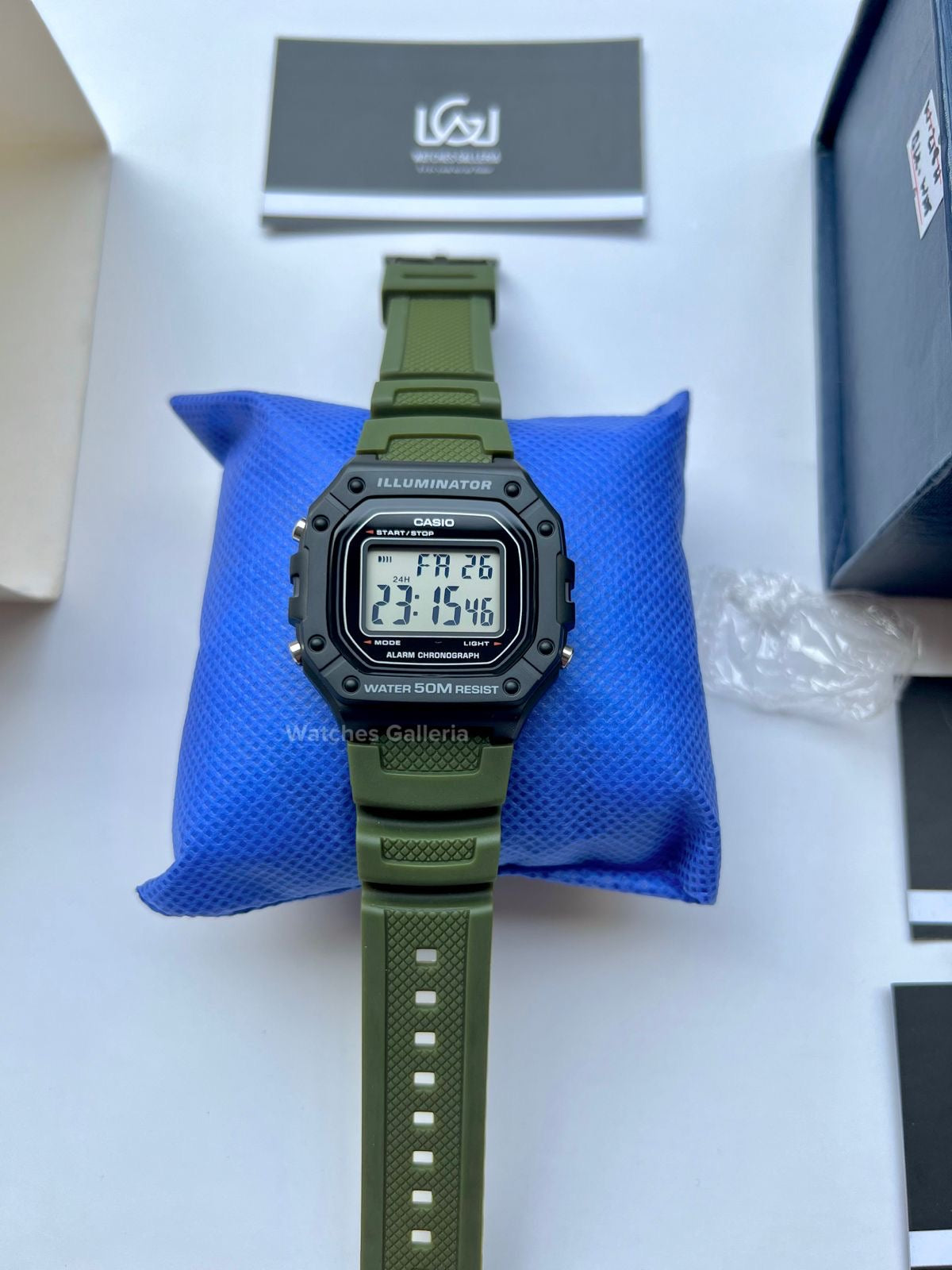 Casio Sports Digital Watch Green (White Display) W218H Watches Galleria