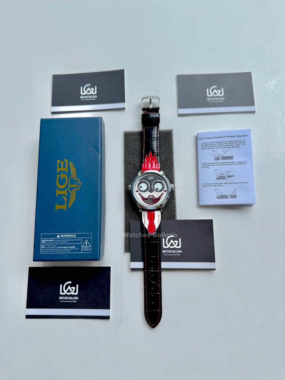 Lige Clown Watch Quartz (Red/Silver) LG89160 Watches Galleria