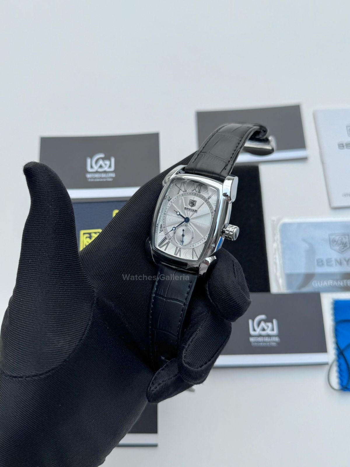 Benyar Square Classic Date Watch (Black Silver) BY5114 Watches Galleria