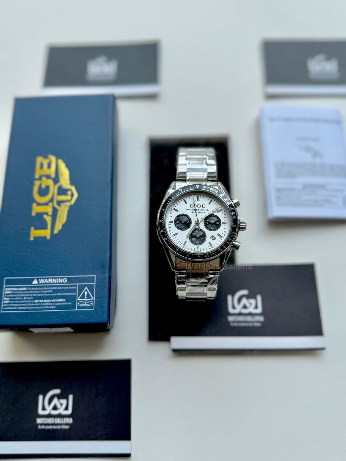 Lige Speedmaster Quartz (White/Black) Lige89137 Watches Galleria © Copyrights All Right Reserved
