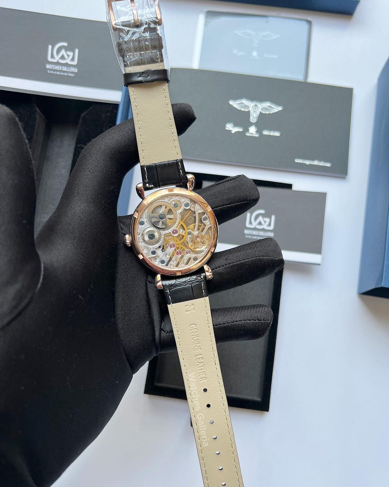 Sugess Skeleton Slimmaster Manual Wind (Black w/ Rose Gold) SU3600 (Discontinued)