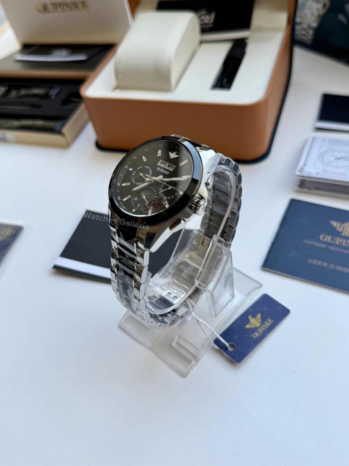Oupinke Moonphase Two Tone Automatic (Silver/Black) Oupinke3238 Watches Galleria
