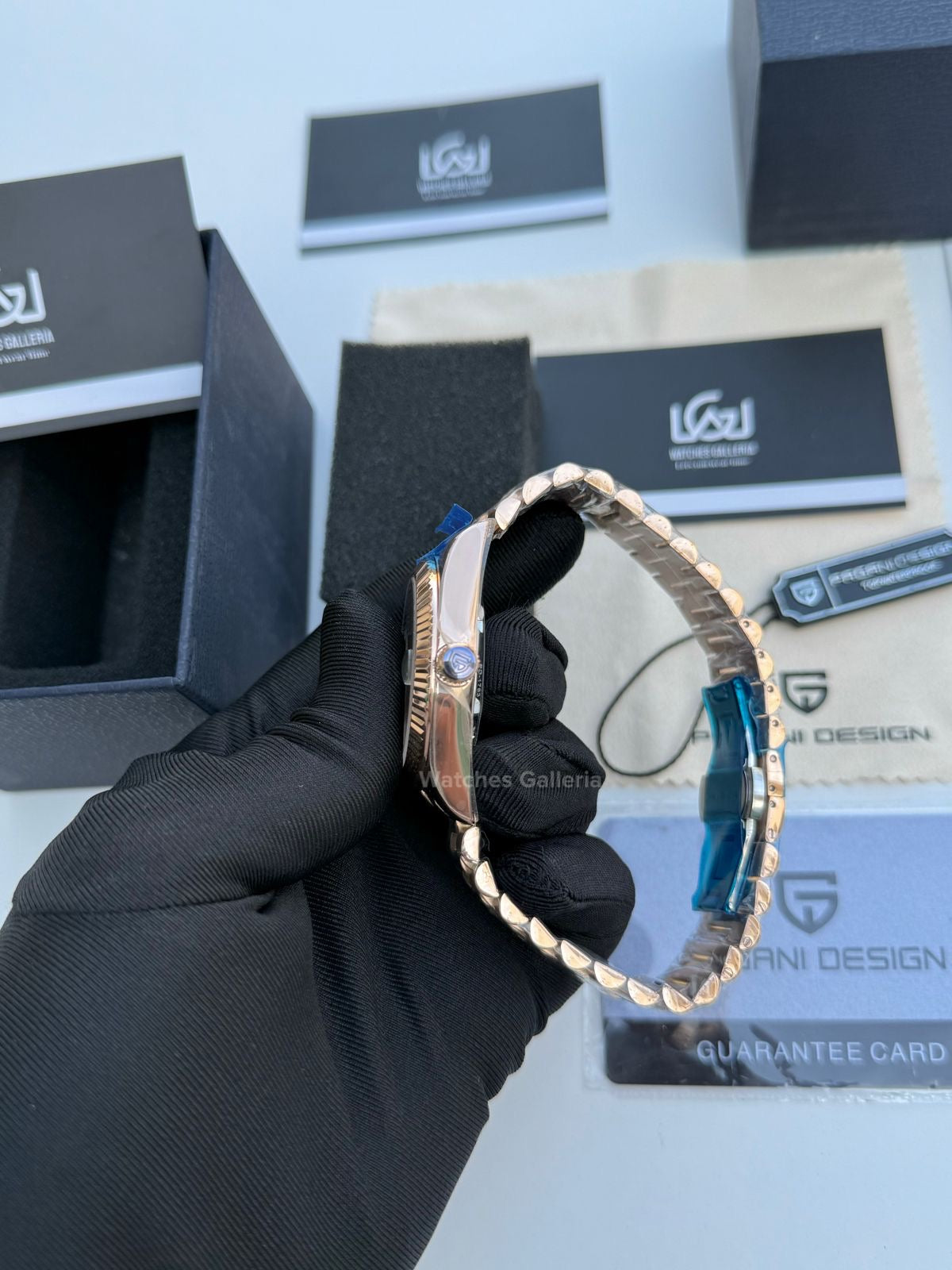 Pagani Design Date Day 40mm Automatic (Rose Gold w/ Green) PD1783 Watches Galleria