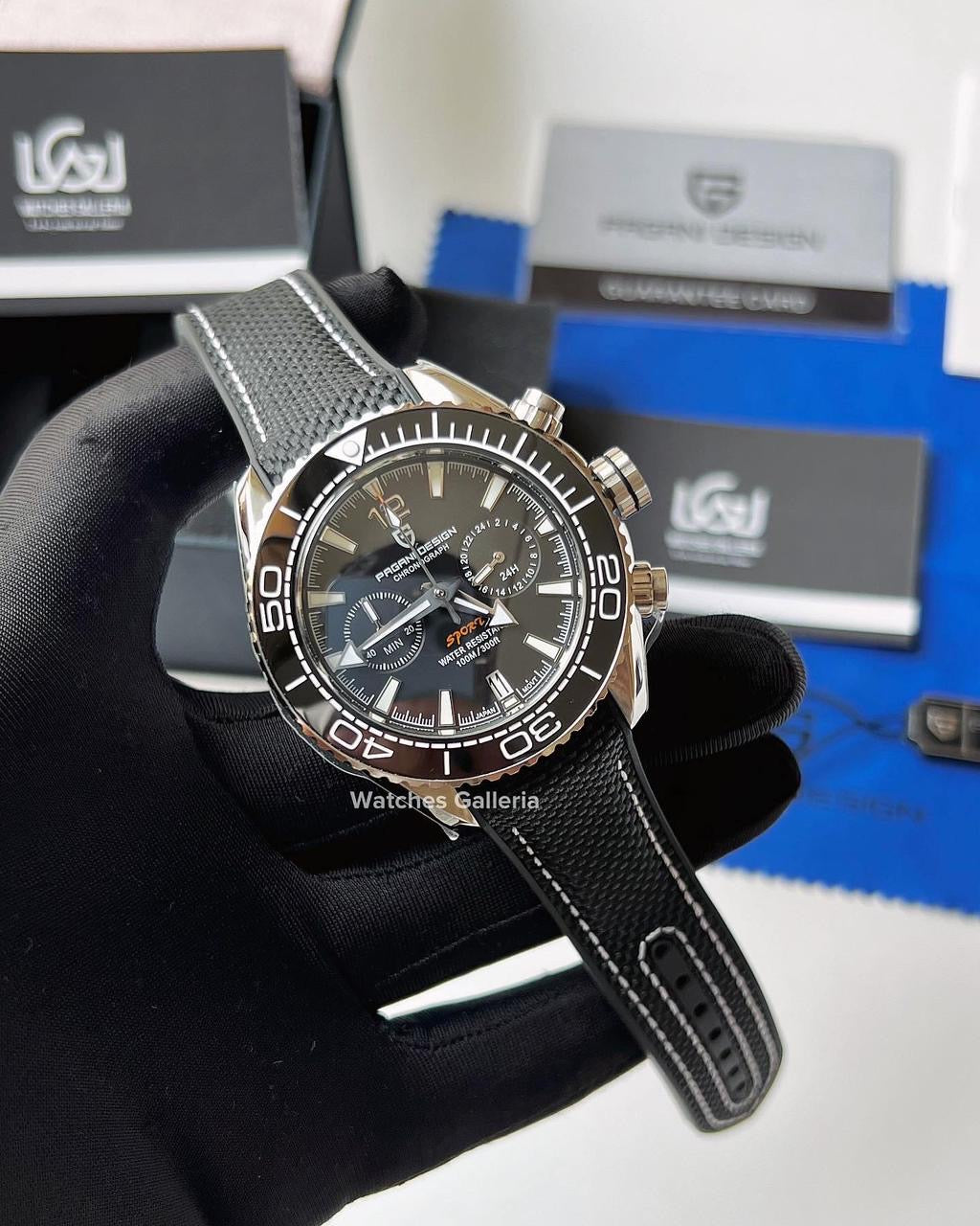 Pagani Design SeaMaster Planet Ocean Chronograph Quartz (Black) PD1711