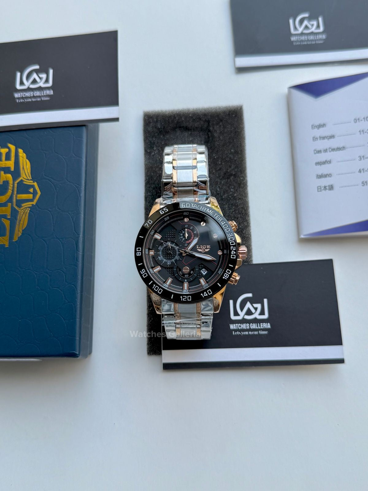 Lige Chronograph Quartz (Gold Black) Lige9982 Watches Galleria